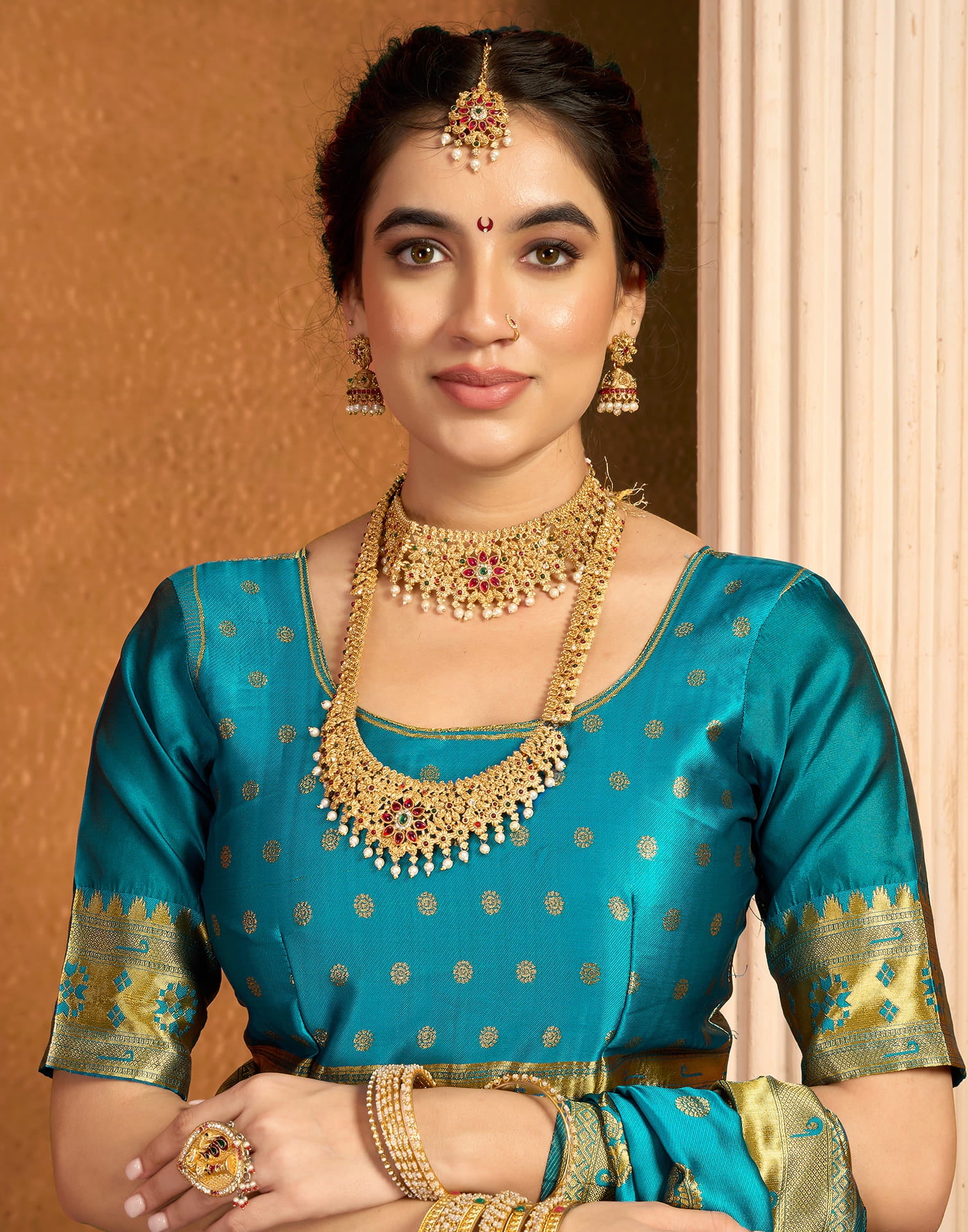 Turquoise Silk Woven Paithani Saree