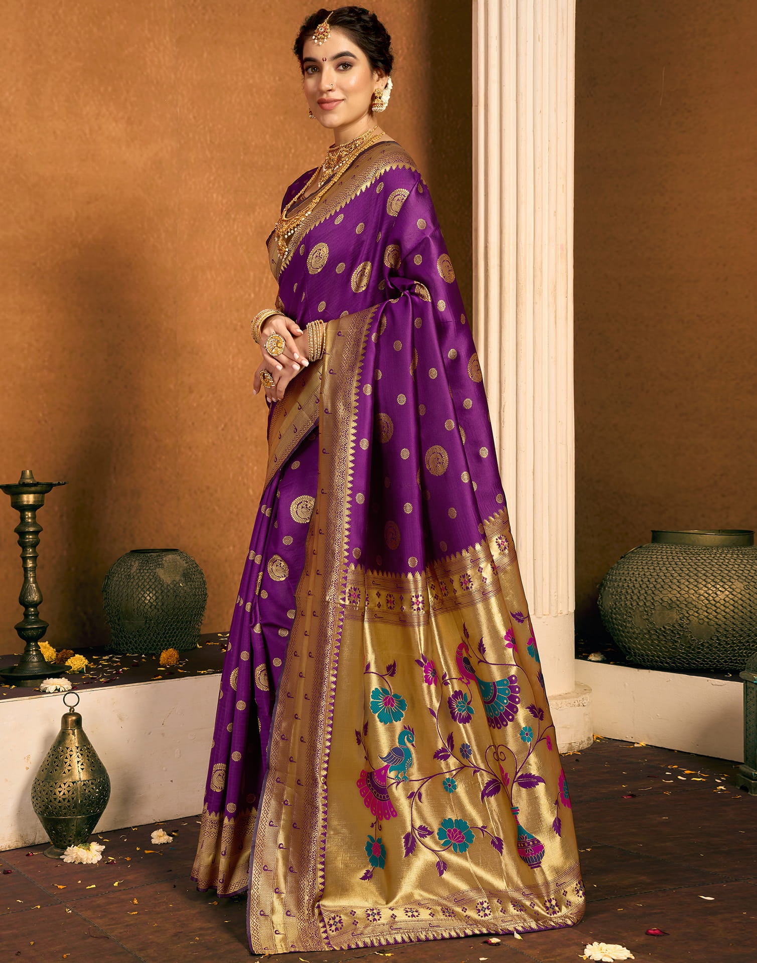 Purple Silk Woven Paithani Saree