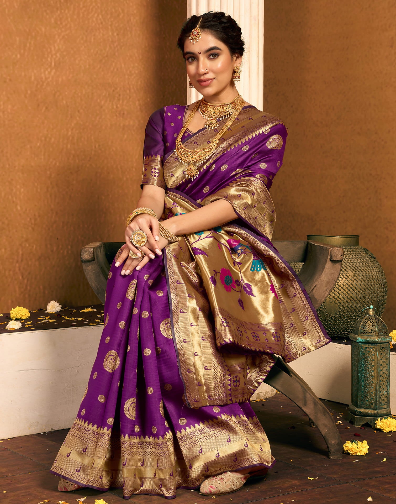 Purple Silk Woven Paithani Saree