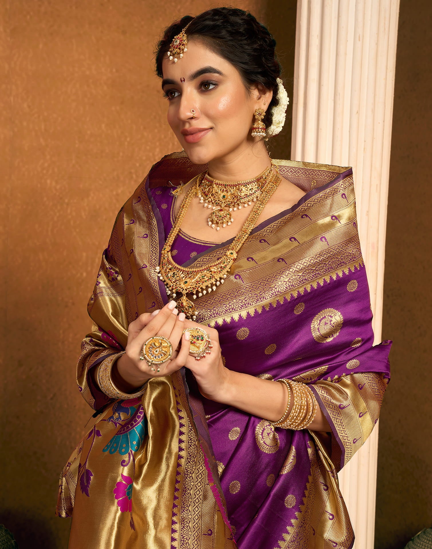 Purple Silk Woven Paithani Saree