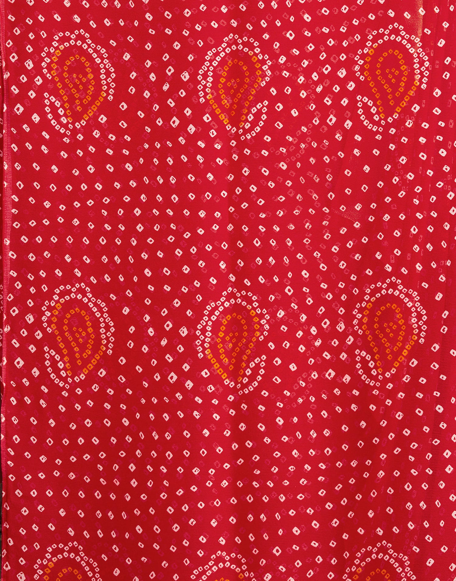 Red Chiffon Printed Bandhani Saree