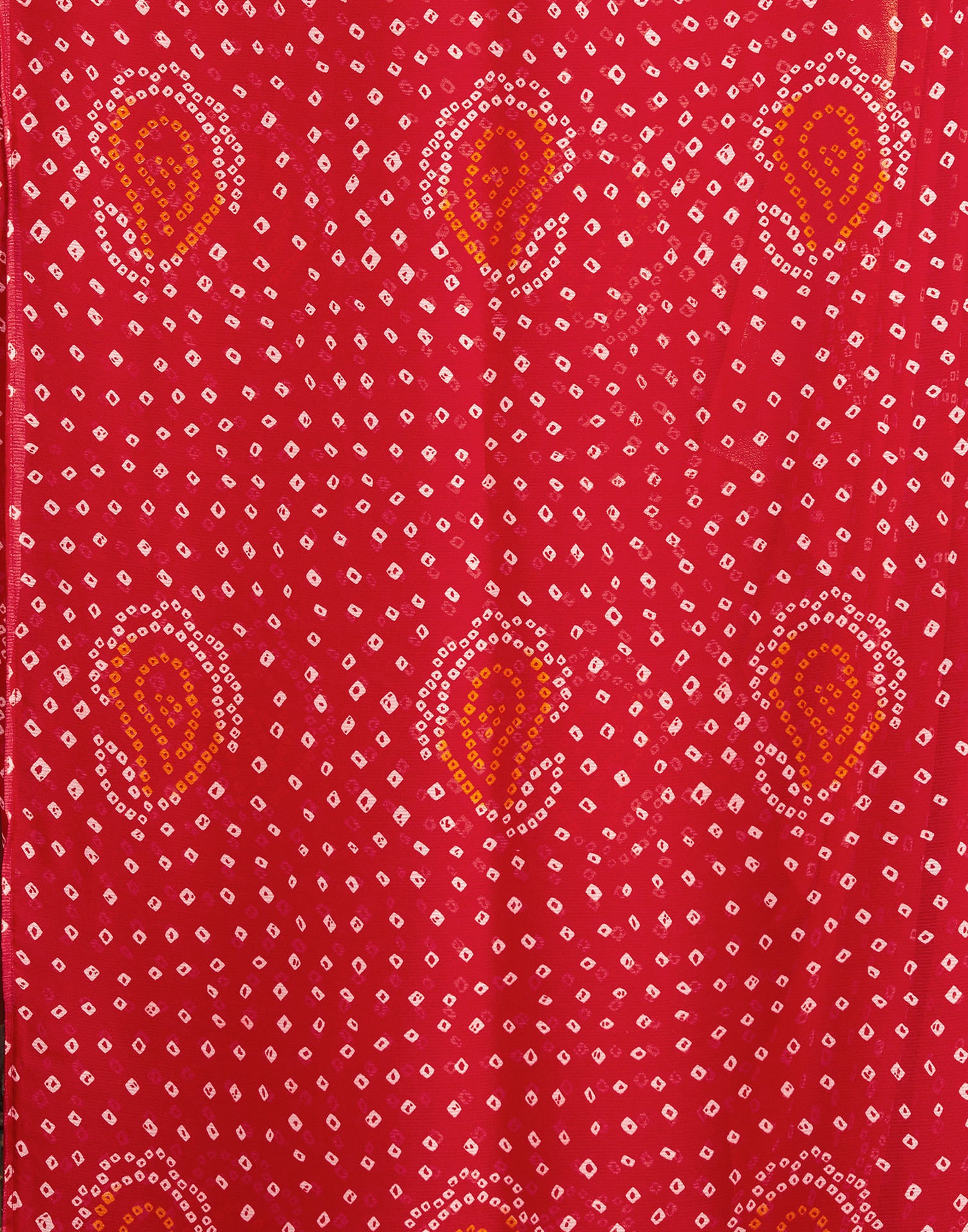 Red Chiffon Printed Bandhani Saree
