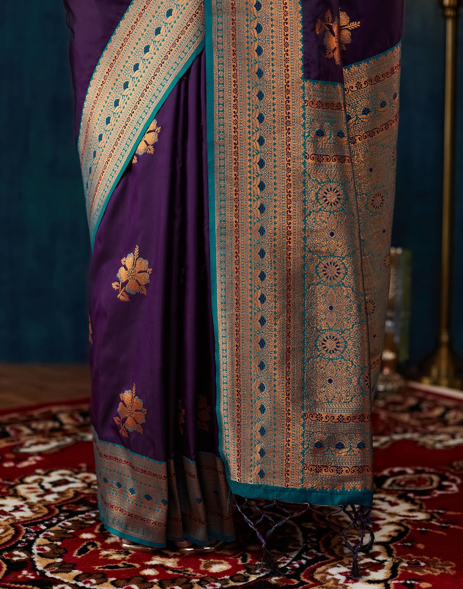 Wine Silk Woven Banarasi Saree