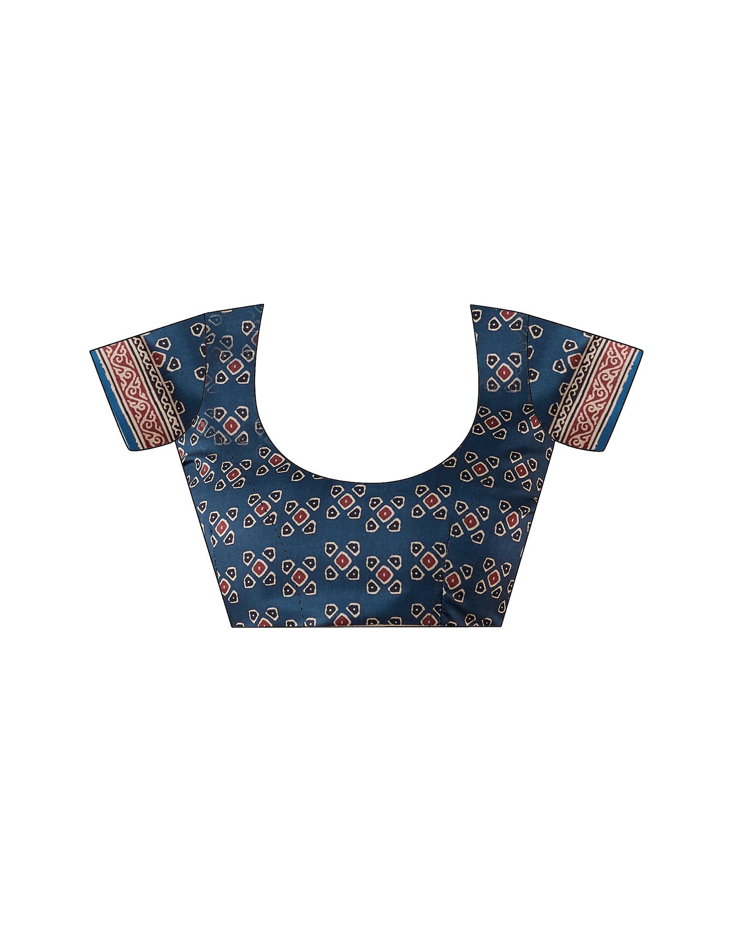 Royal Blue Ajrakh Printed Silk Saree