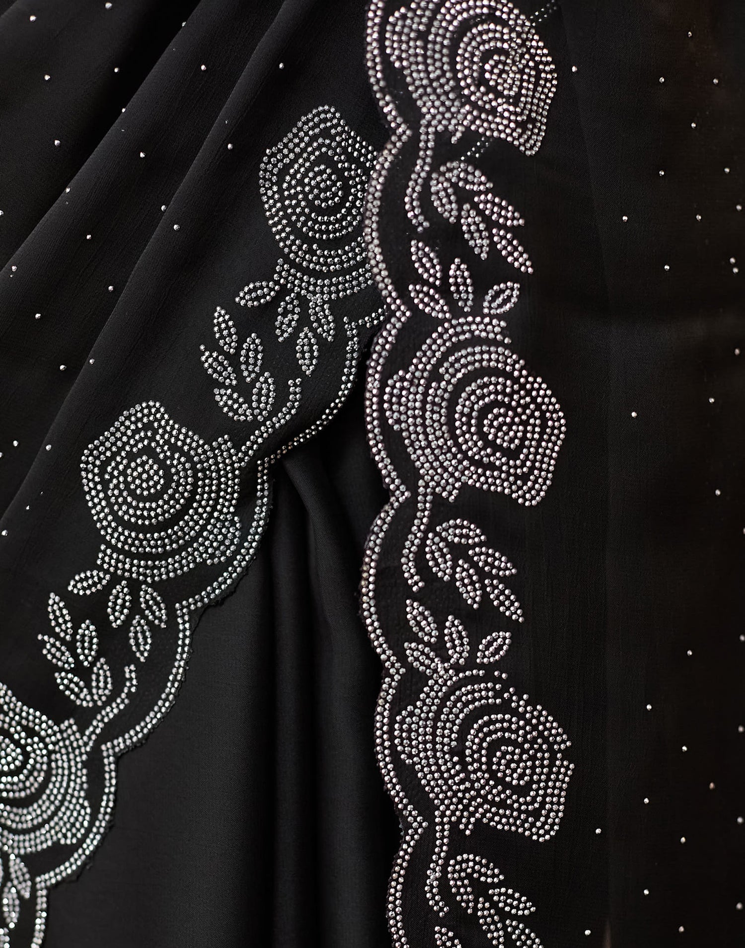 Black Georgette Swarovski Embellished Saree