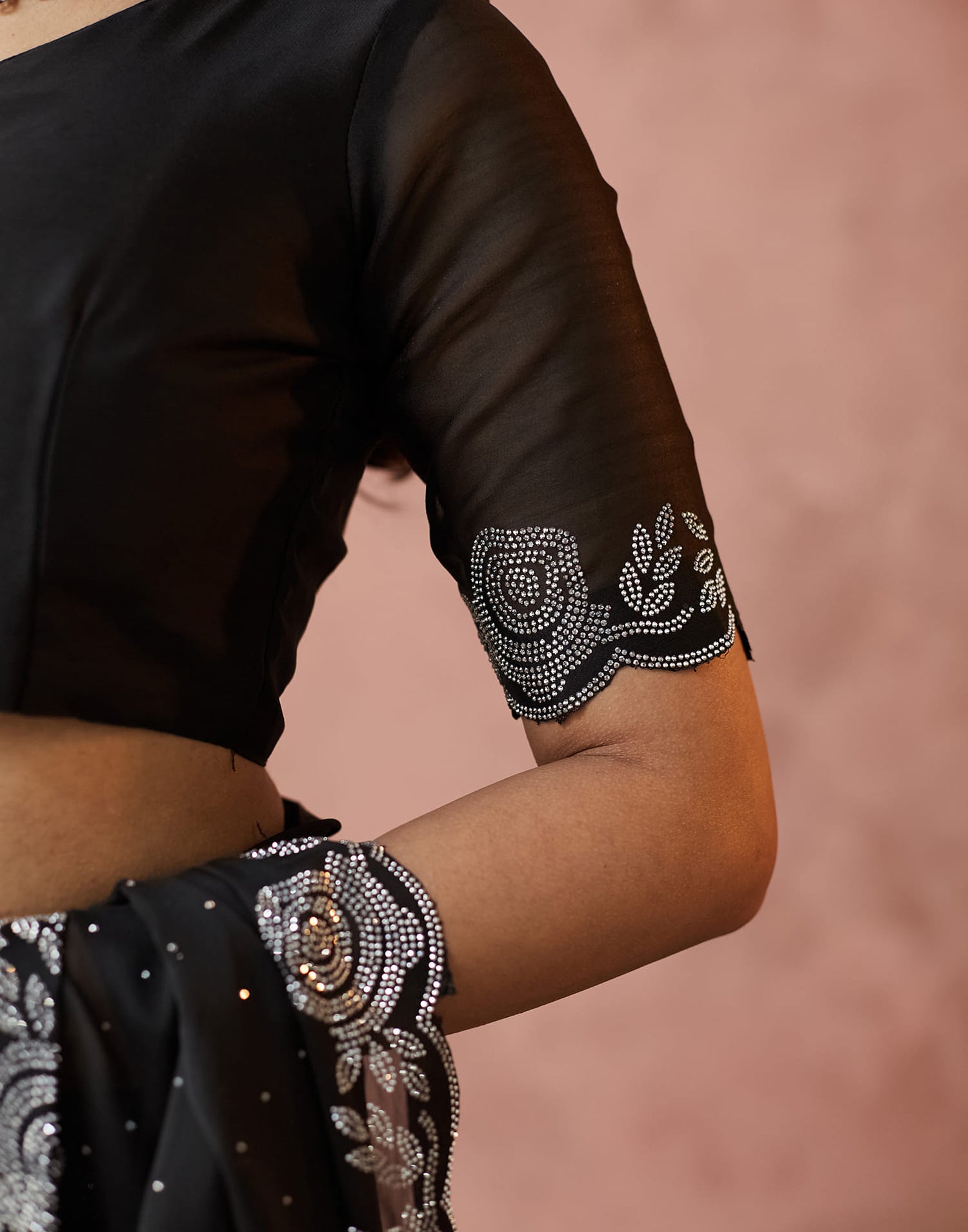 Black Georgette Swarovski Embellished Saree