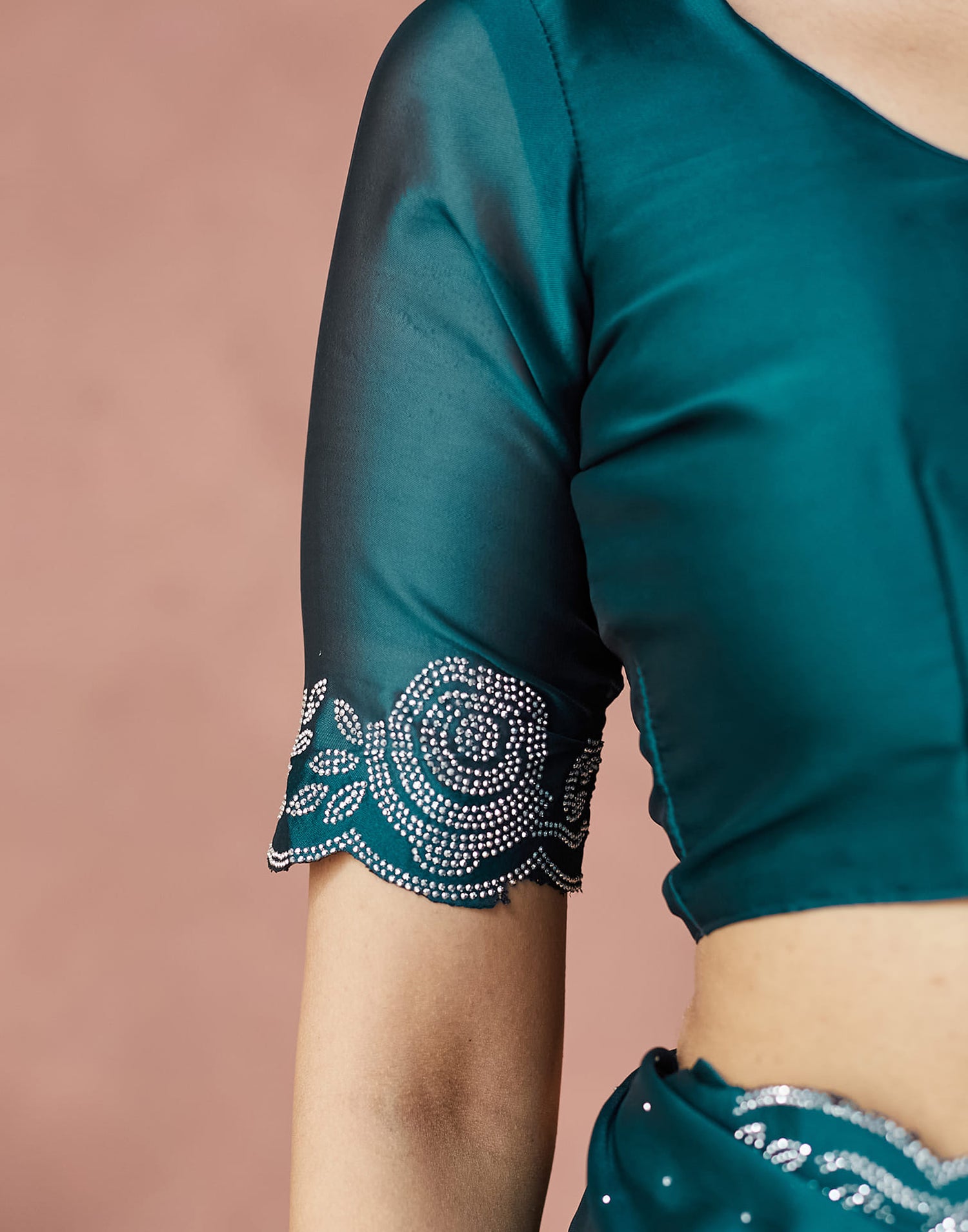 Blue Georgette Swarovski Embellished Saree