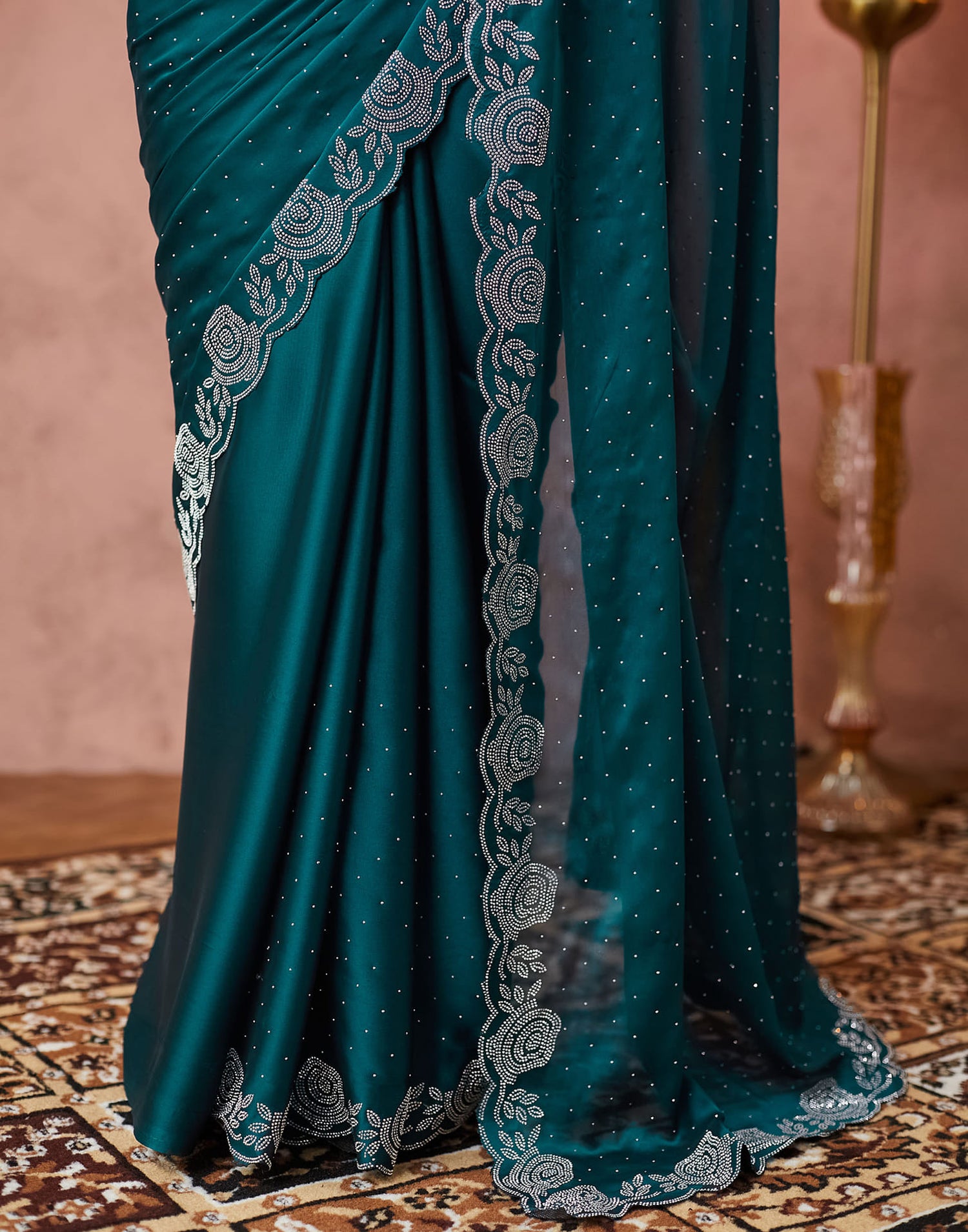 Blue Georgette Swarovski Embellished Saree