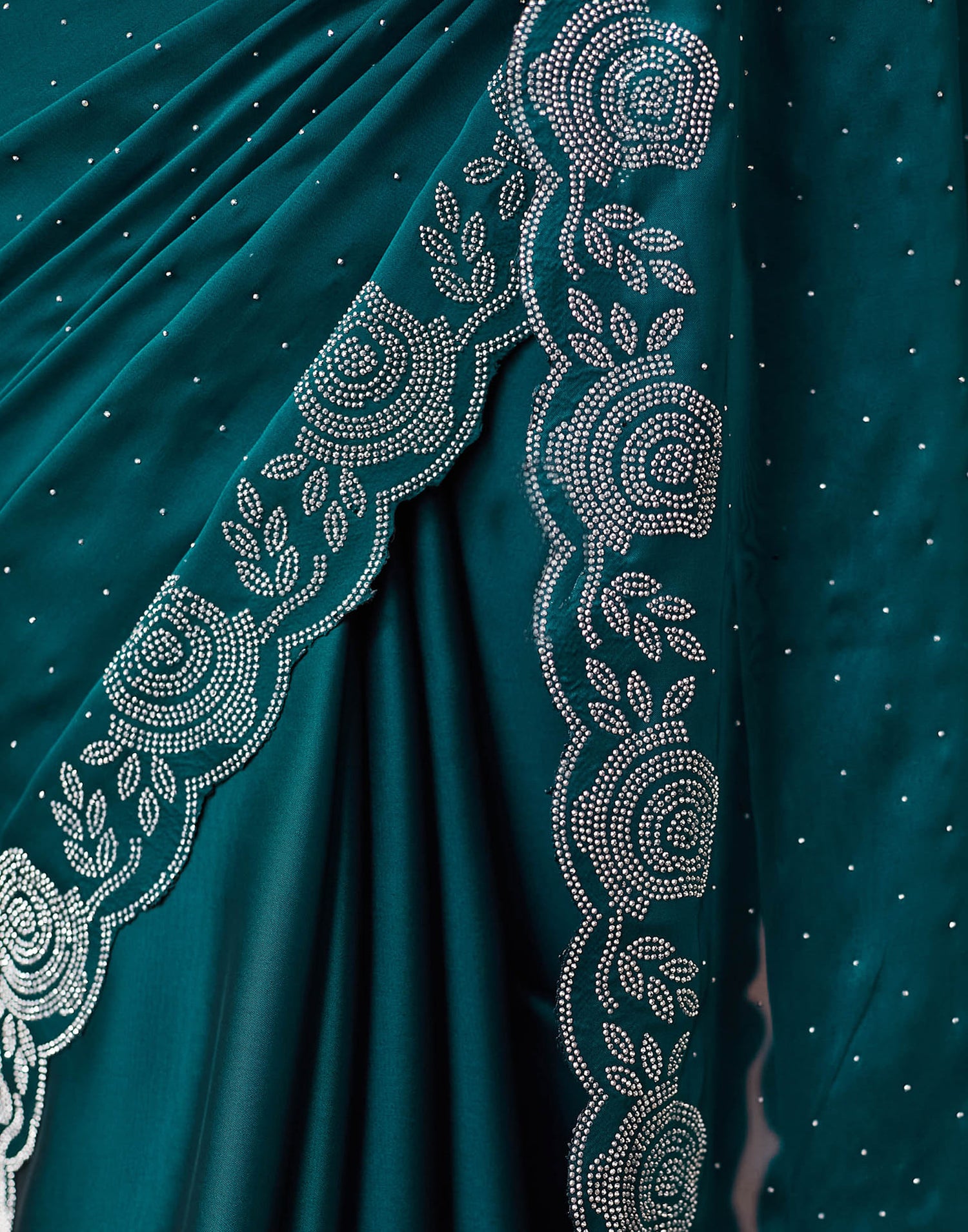 Blue Georgette Swarovski Embellished Saree