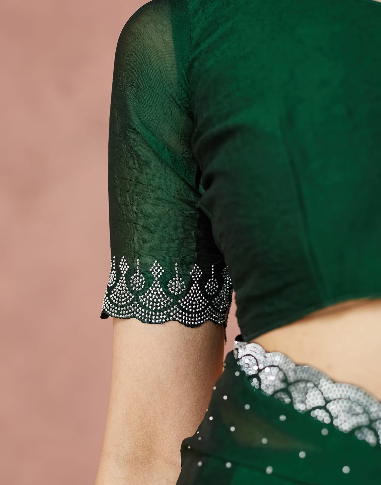 Green Georgette Swarovski Embellished Saree