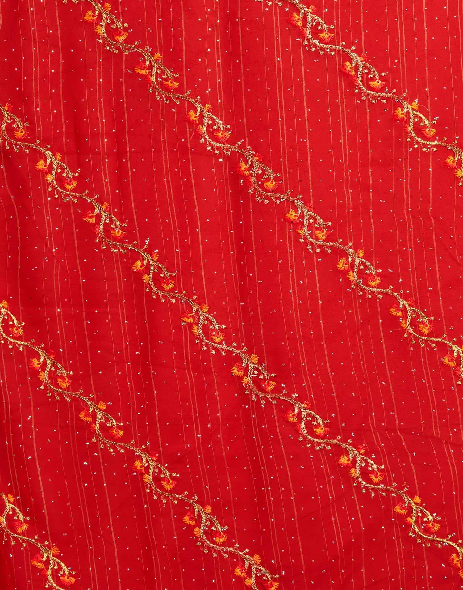Red Georgette Embroidery Embellished Saree