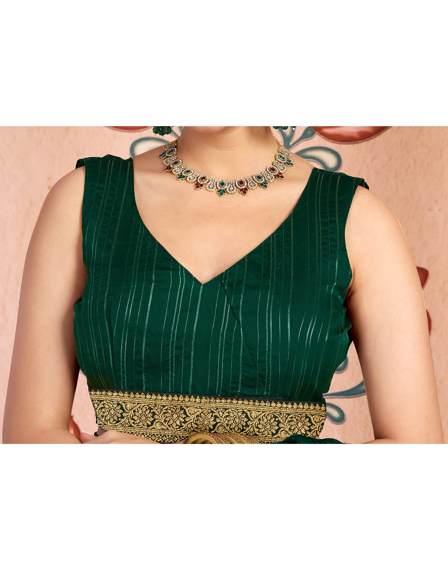 Green Georgette Embroidery Embellished Saree