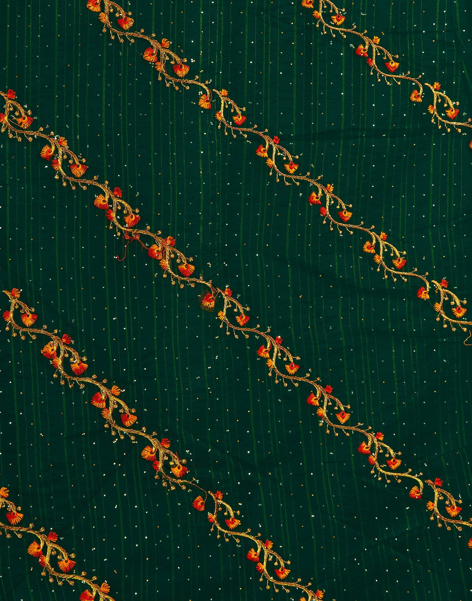 Green Georgette Embroidery Embellished Saree