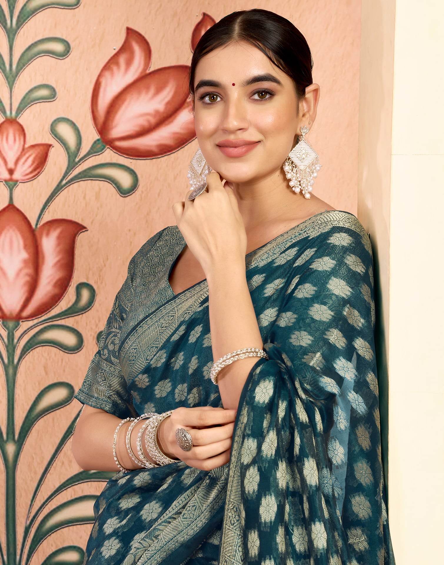 Blue Silk Blend Woven Banarasi Saree