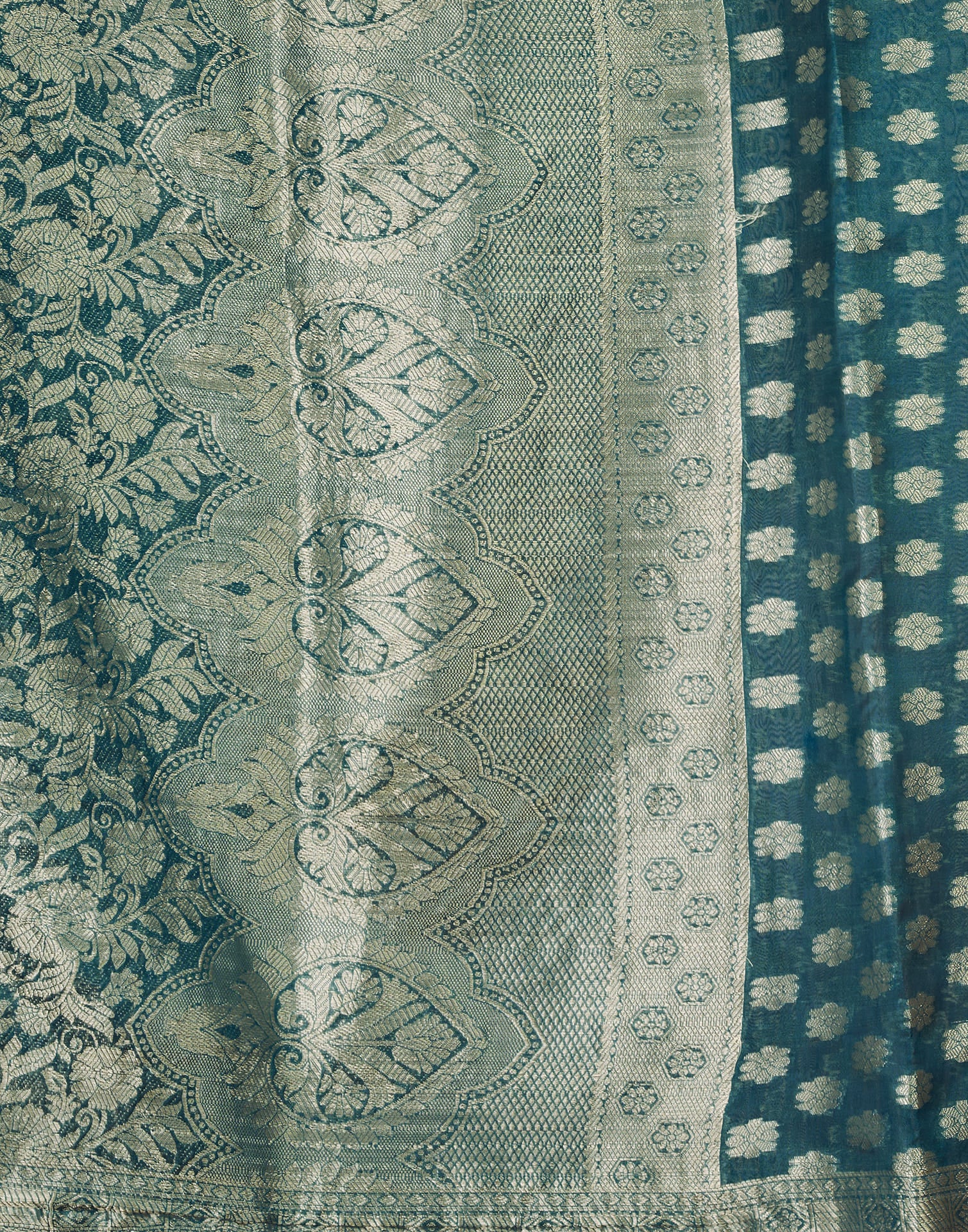 Blue Silk Blend Woven Banarasi Saree