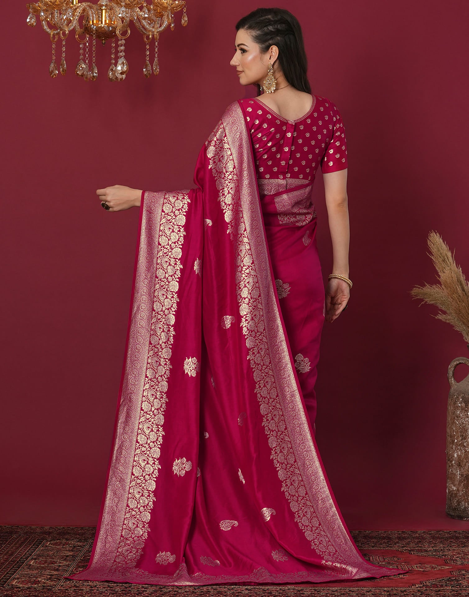 Pink Cotton Silk Woven Banarasi Saree