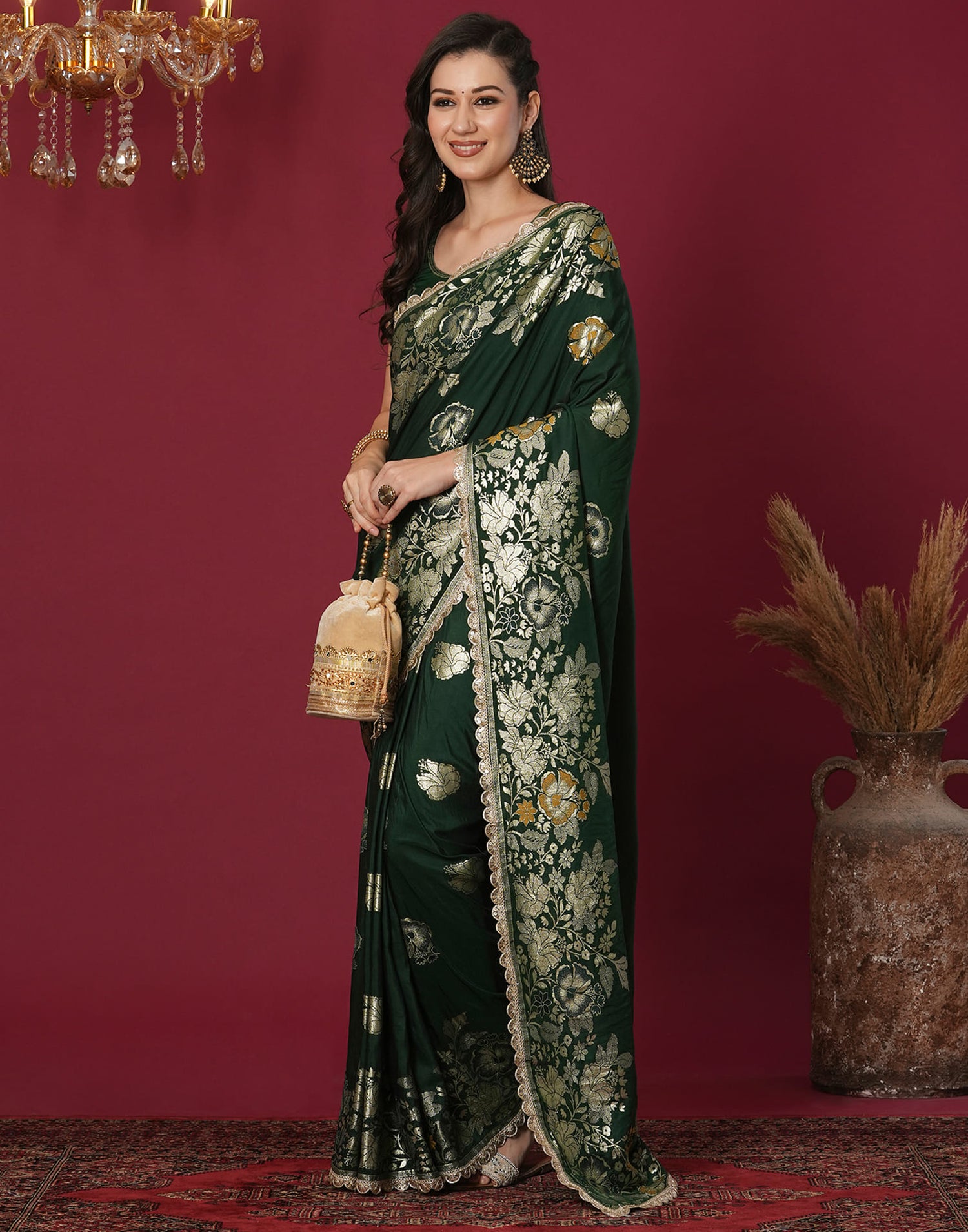 Green Cotton Silk Woven Banarasi  Saree