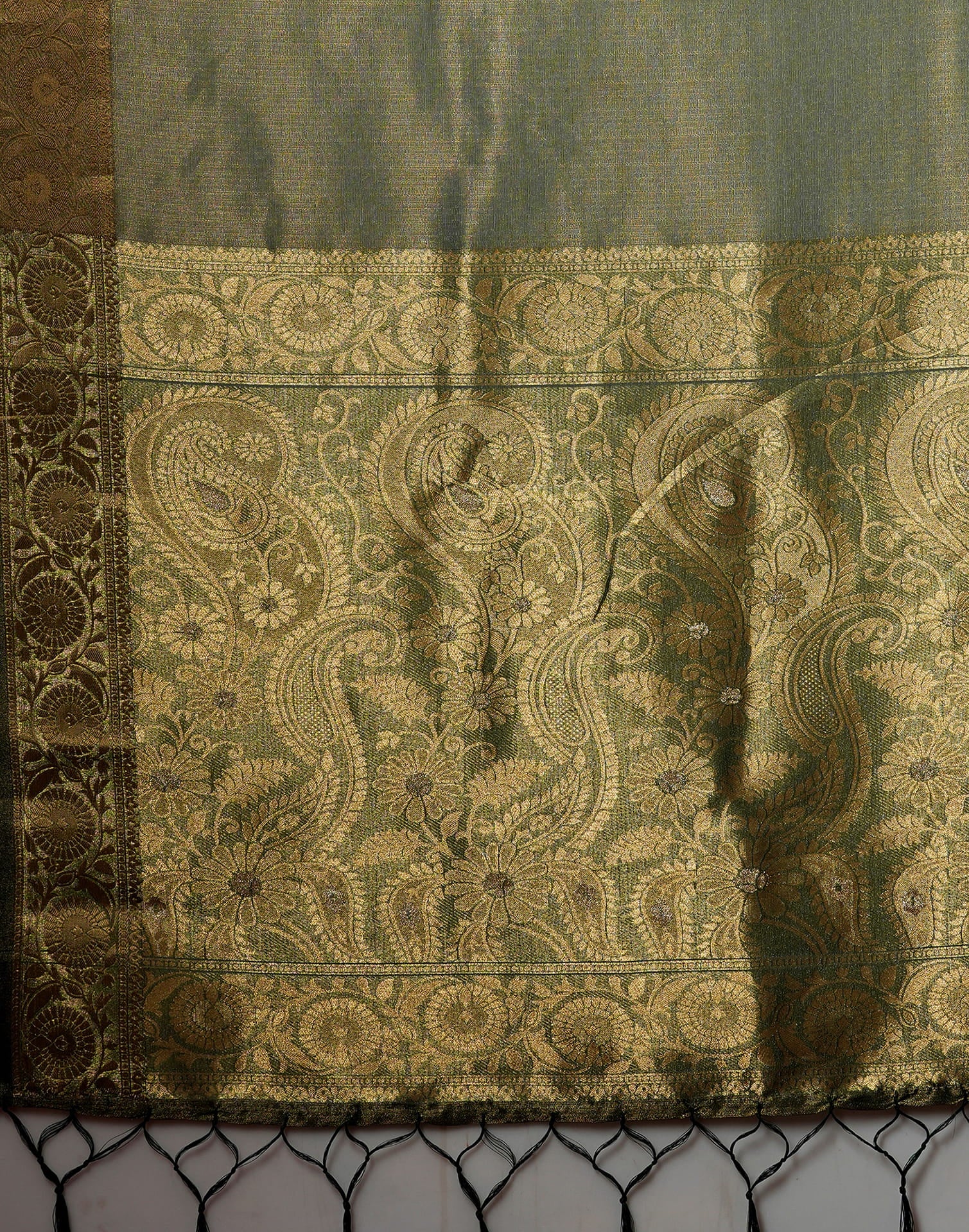 Green Organza Woven Saree