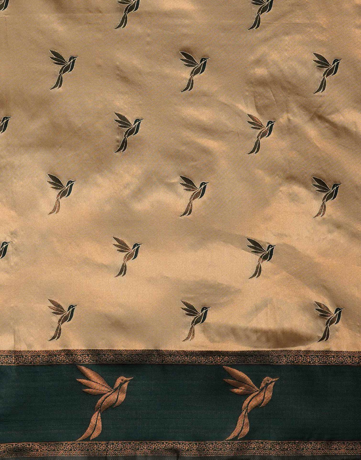 Beige Silk Blend Woven Saree