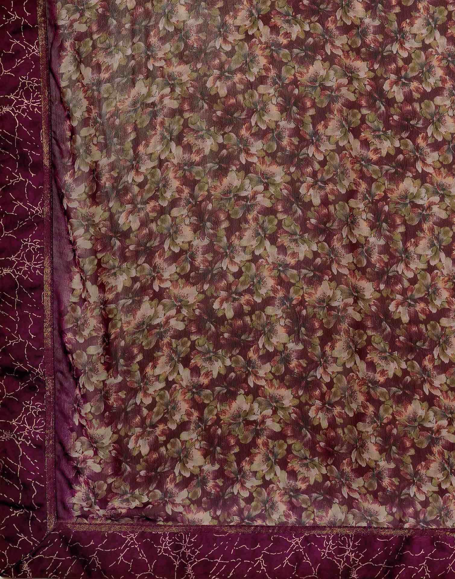 Maroon Georgette Floral Printed Saree