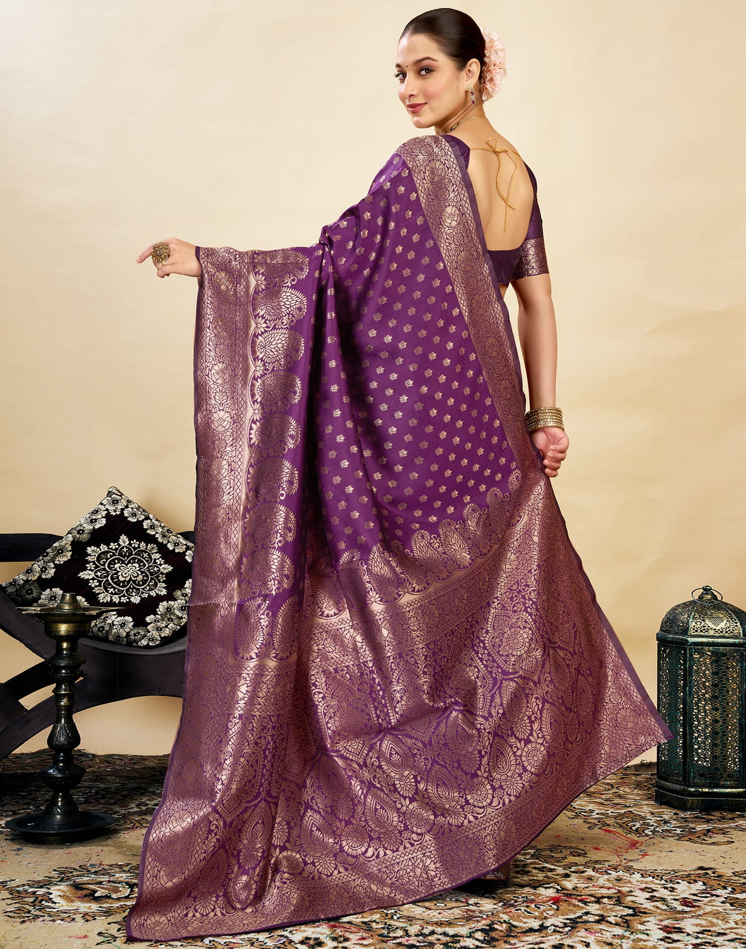 Purple Silk Woven Banarasi Saree