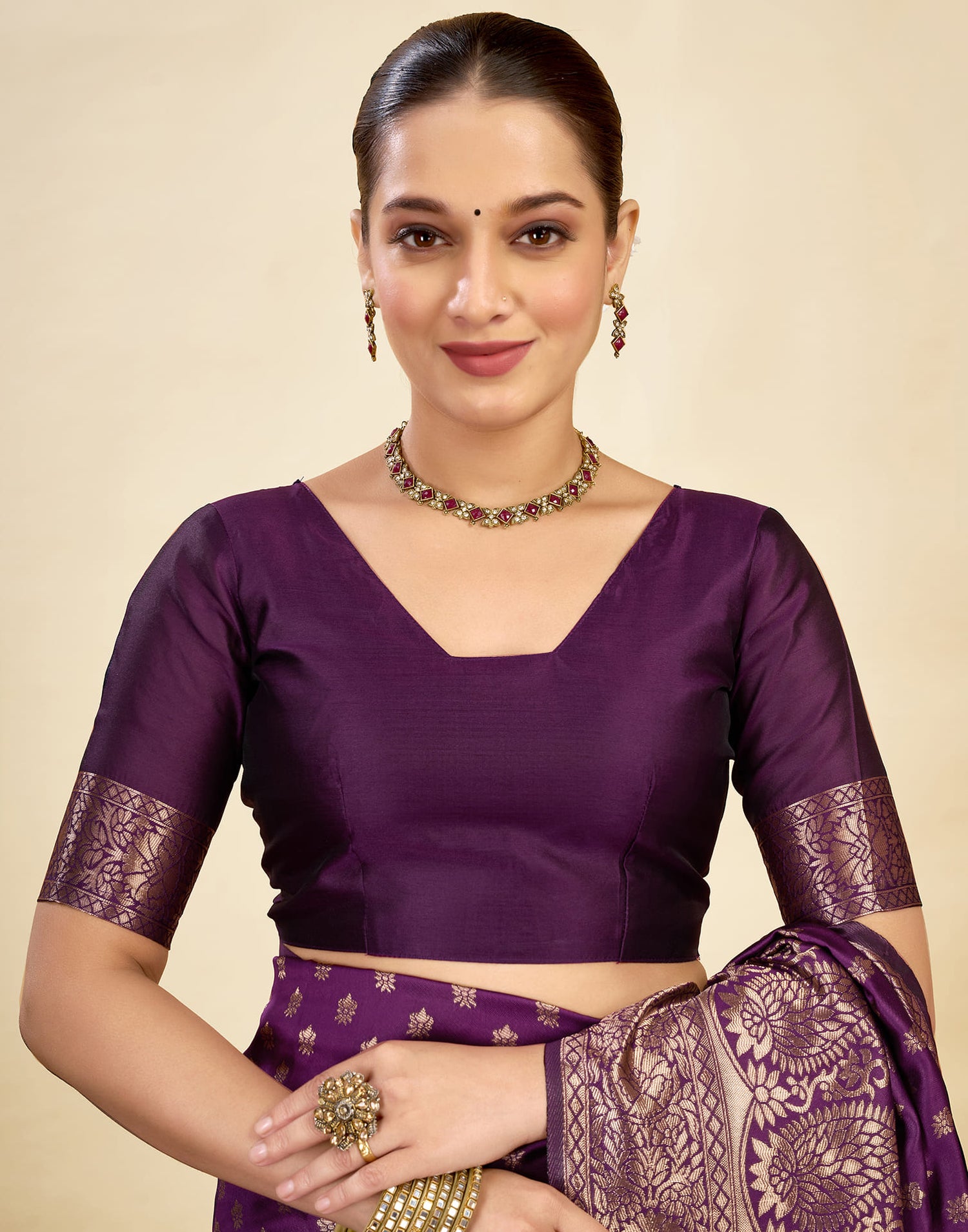 Purple Silk Woven Banarasi Saree