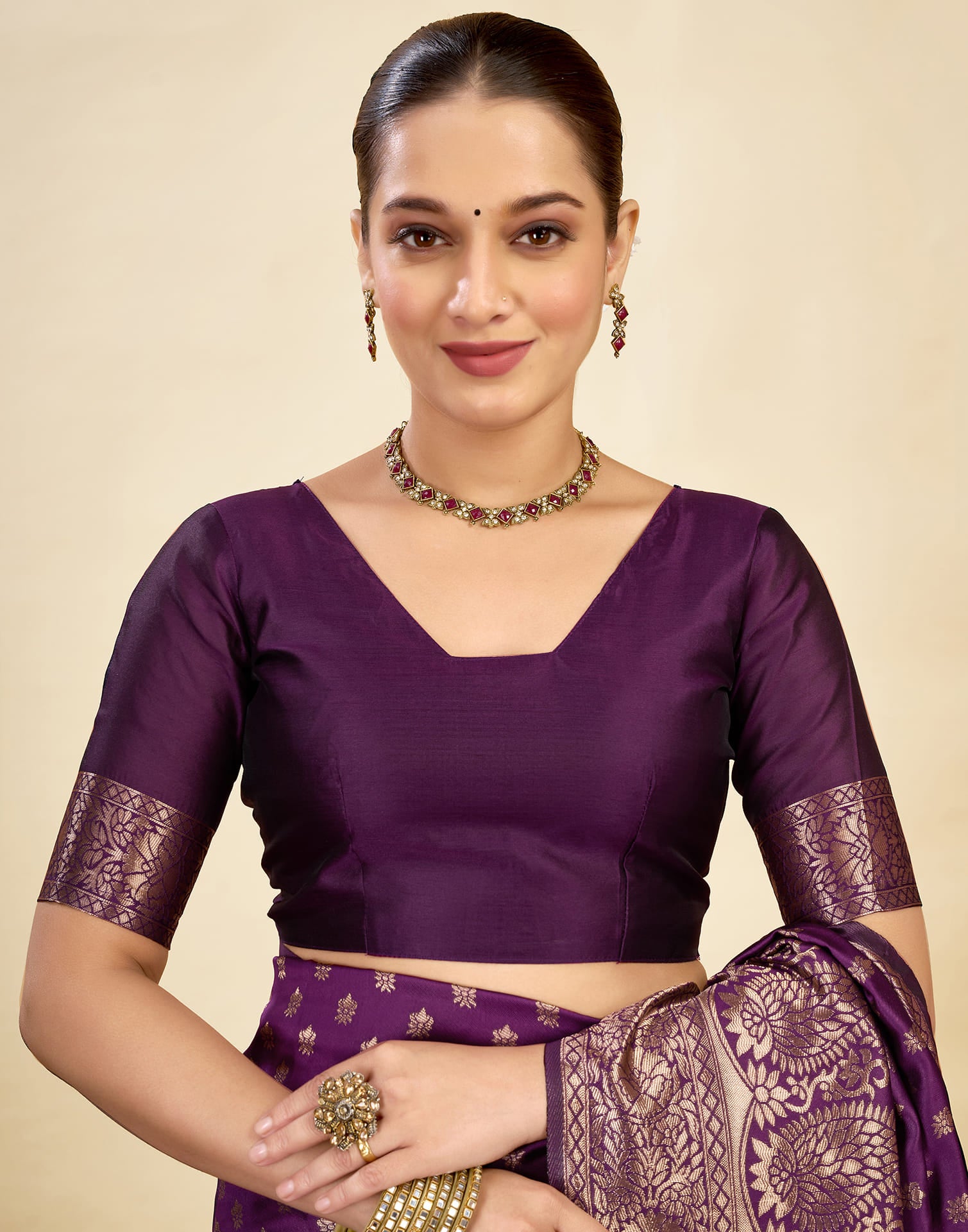Purple Silk Woven Banarasi Saree