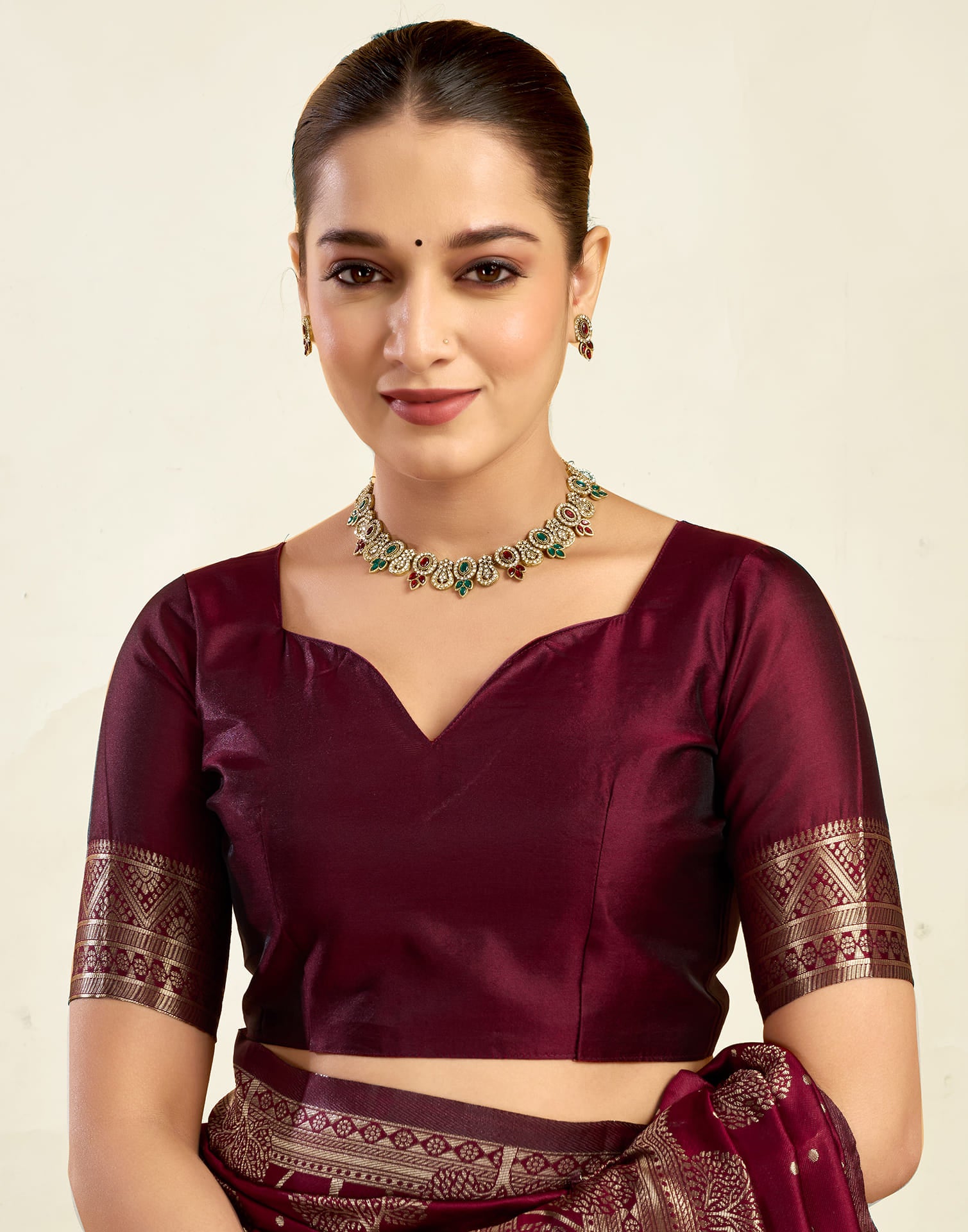 Maroon Silk Woven Banarasi Saree