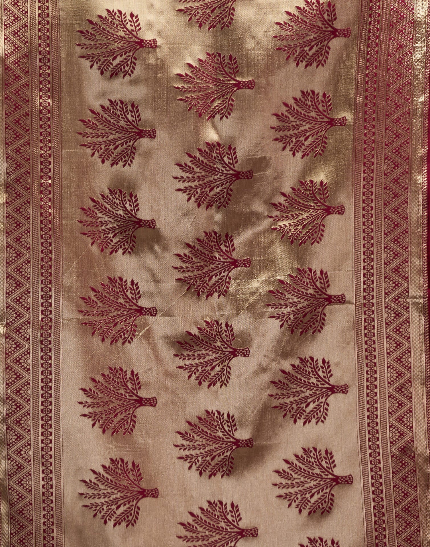 Maroon Silk Woven Banarasi Saree