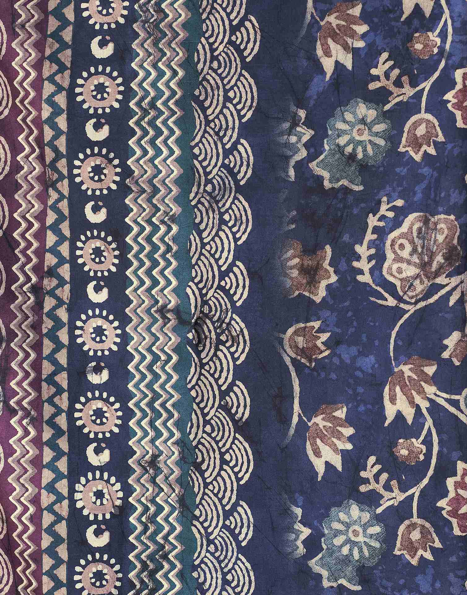 Blue Dola Silk Printed Saree