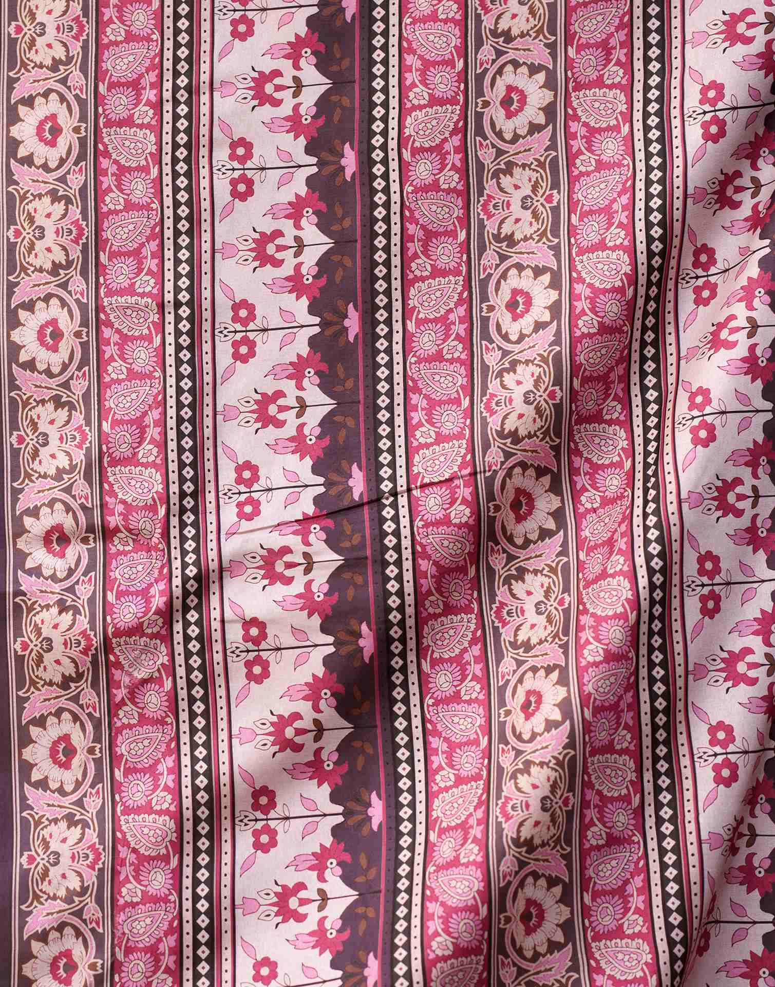 Brown Silk Blend Printed Saree