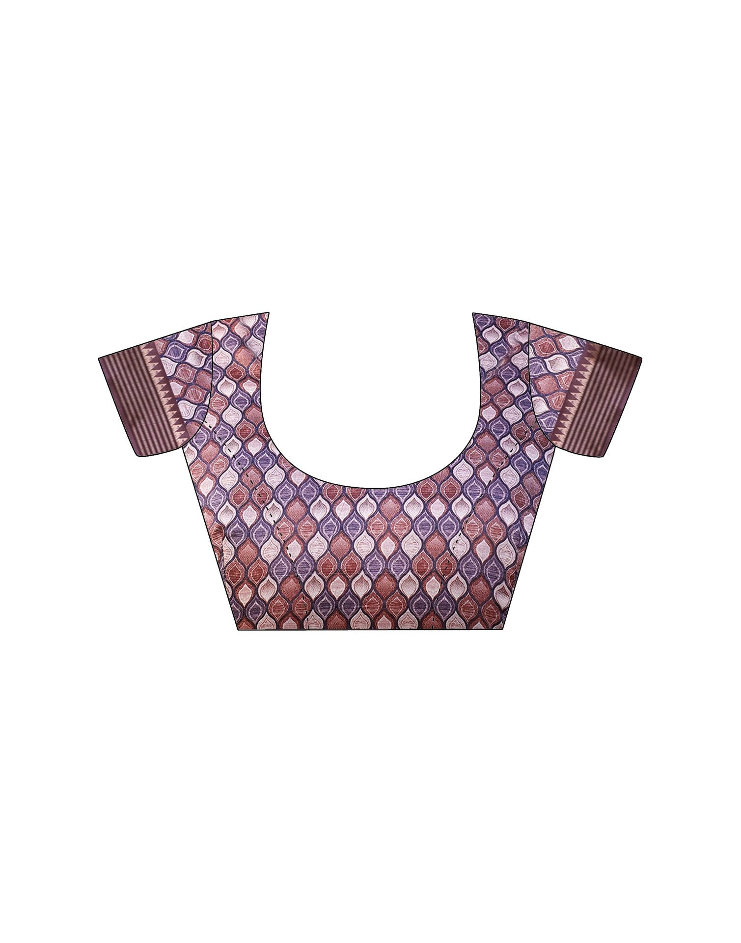 Brown Silk Blend Printed Saree
