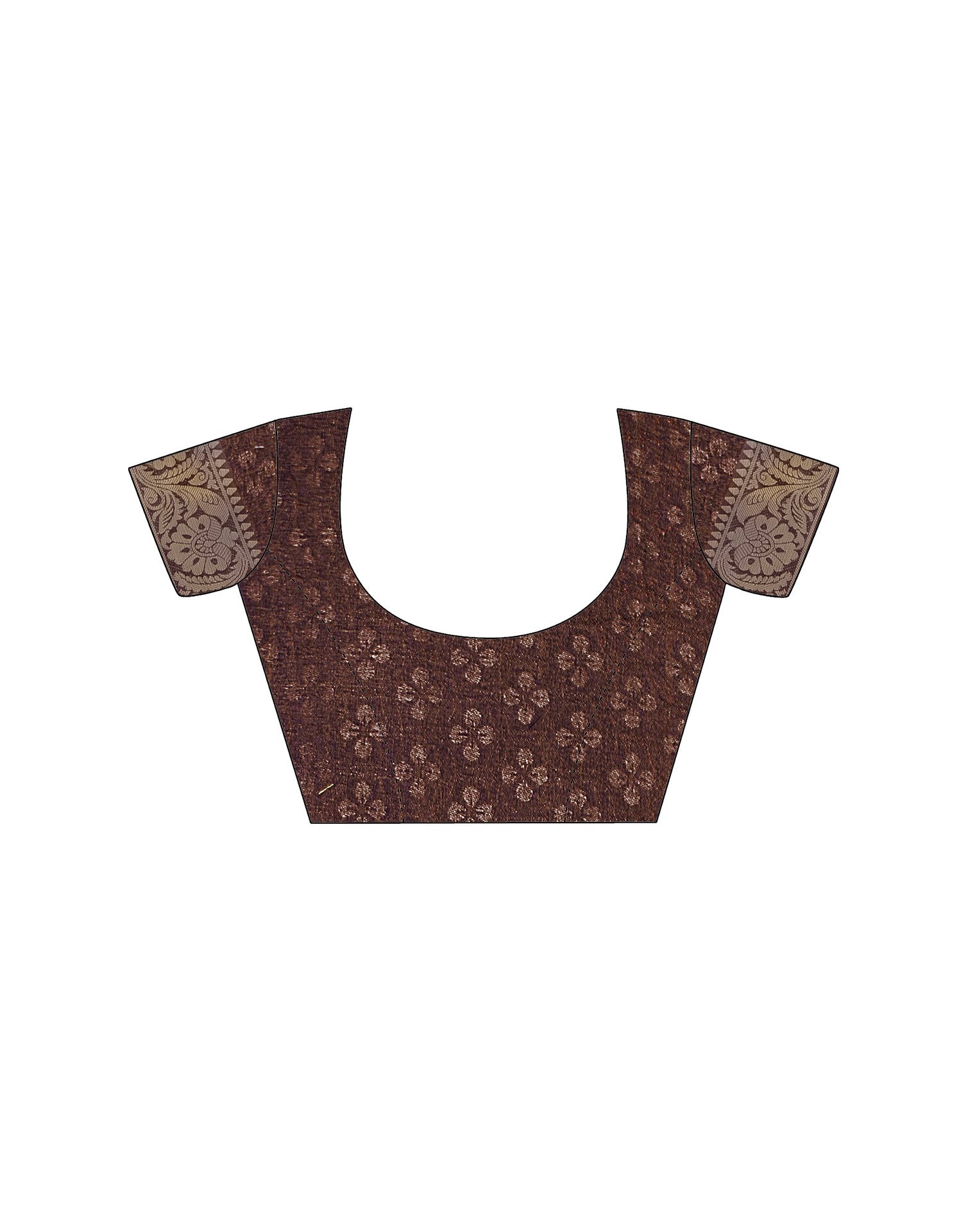 Brown Cotton Silk Printed Bandhani Saree