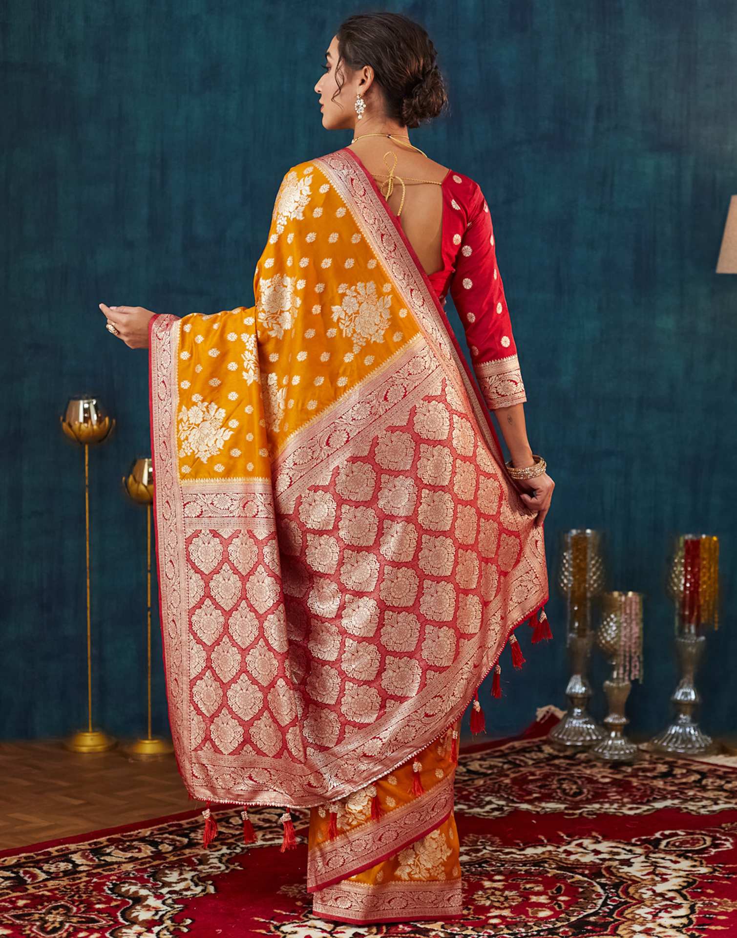 Turmeric Yellow Silk Weaving Banarasi Saree