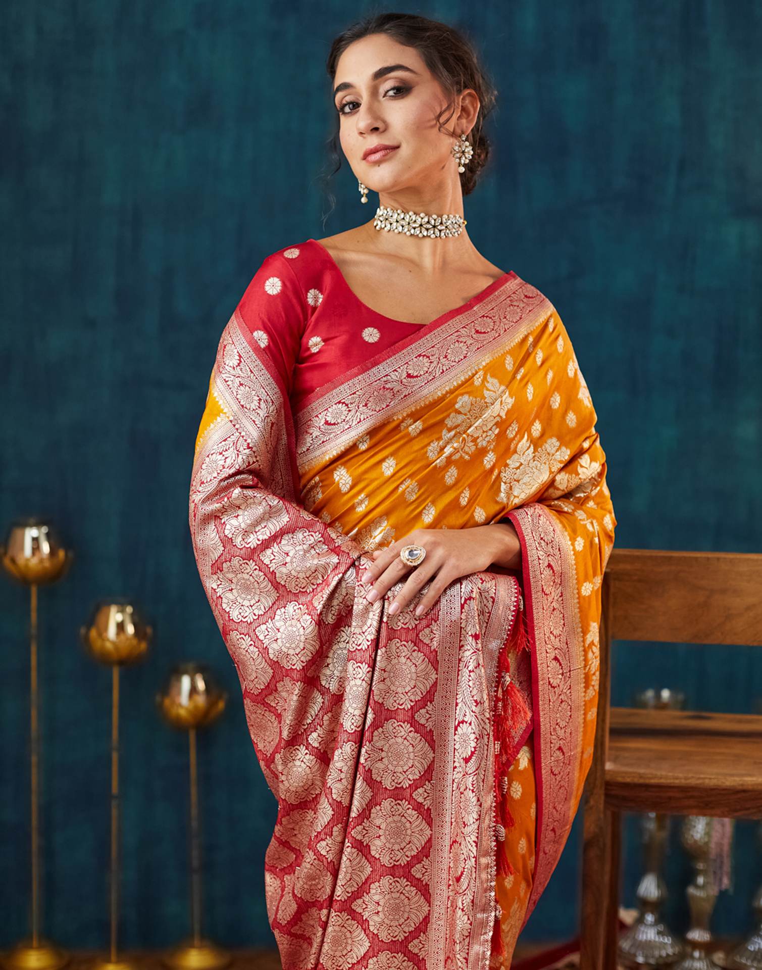 Turmeric Yellow Silk Weaving Banarasi Saree