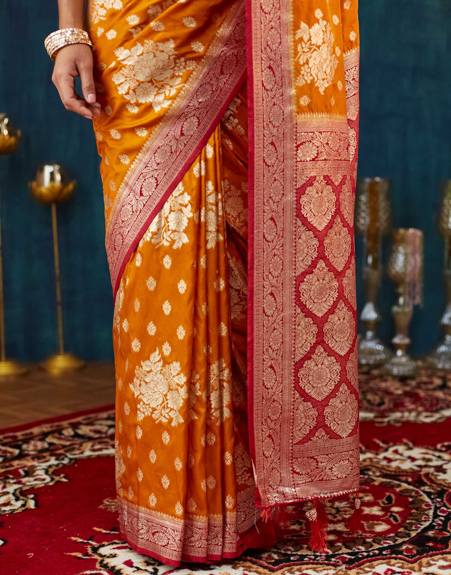 Turmeric Yellow Silk Weaving Banarasi Saree