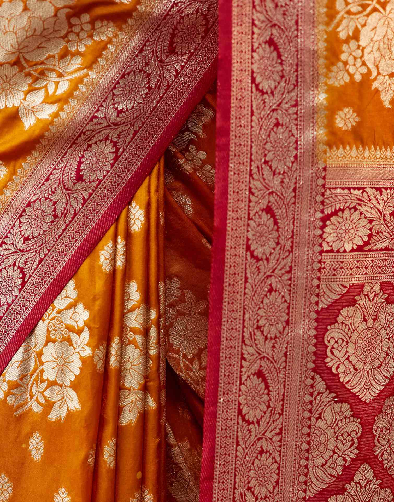 Turmeric Yellow Silk Weaving Banarasi Saree