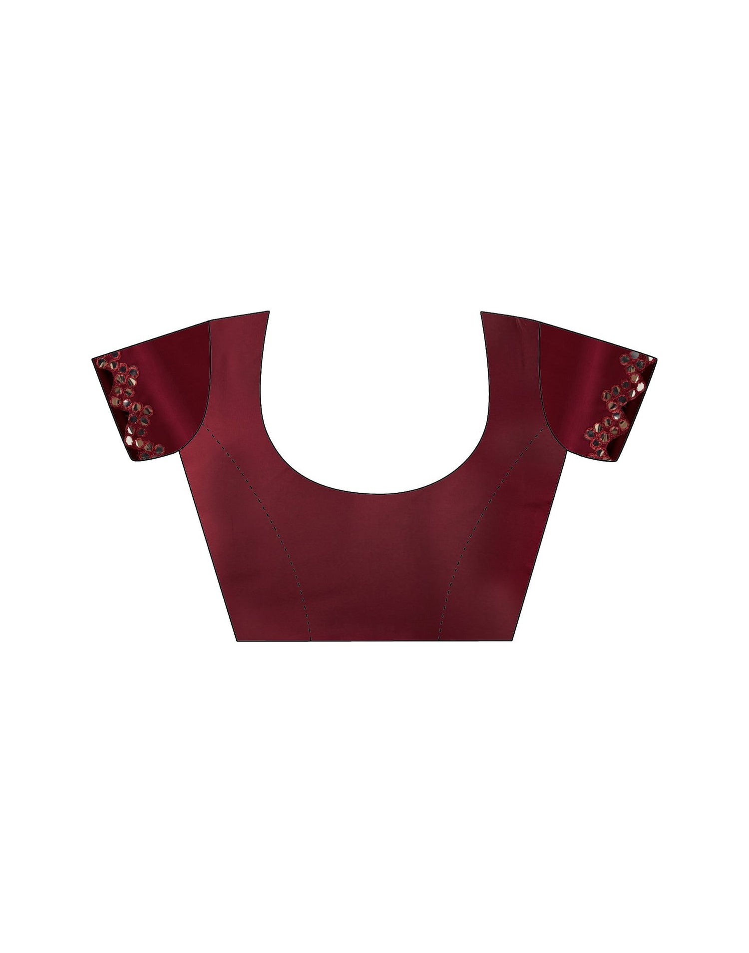 Maroon Georgette Mirror Work Embellished Saree