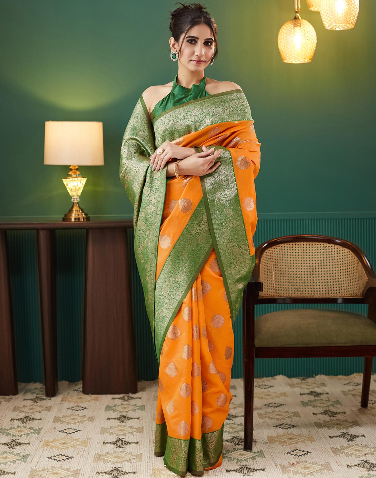 Yellow Silk Woven Banarasi Saree