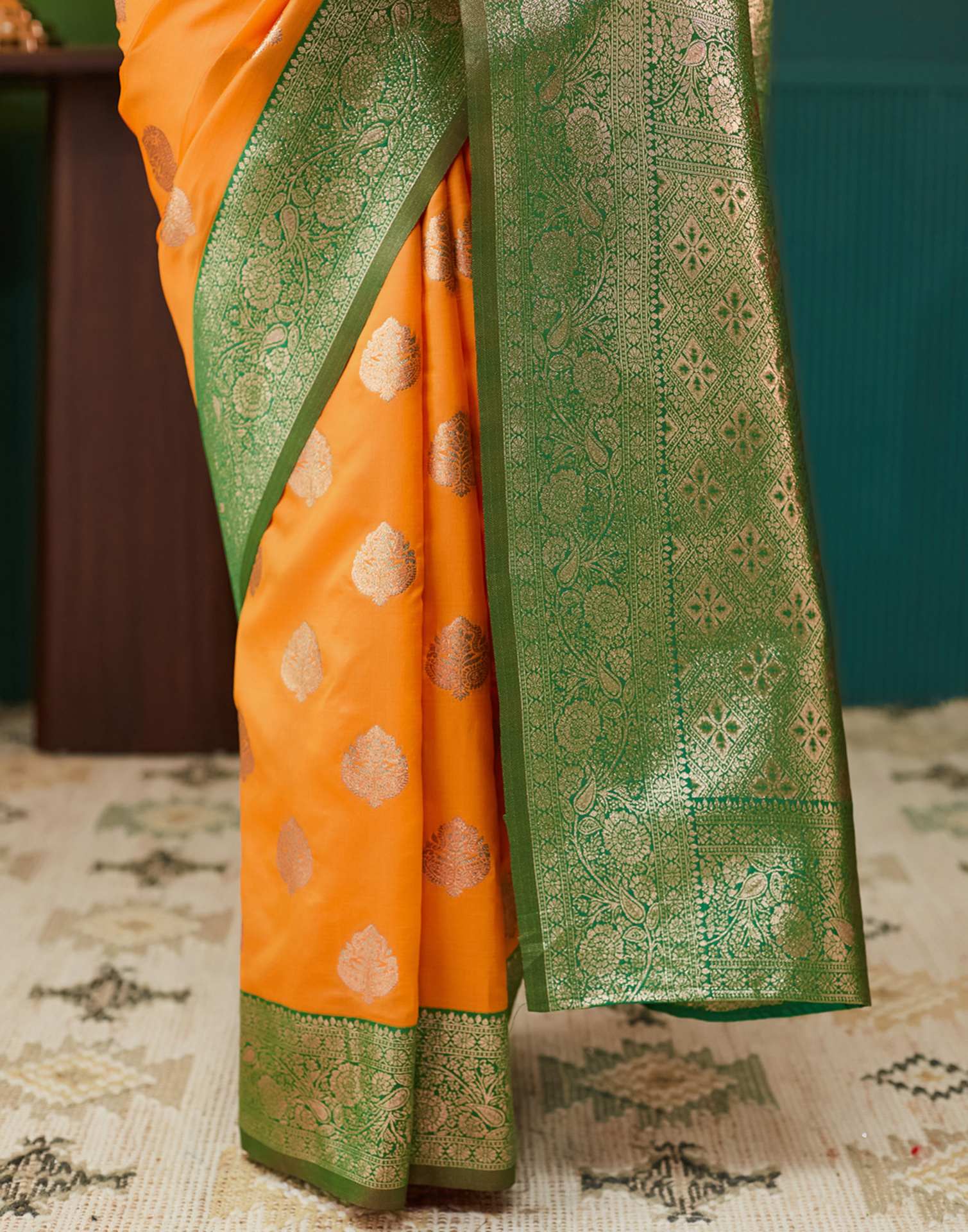Yellow Silk Woven Banarasi Saree