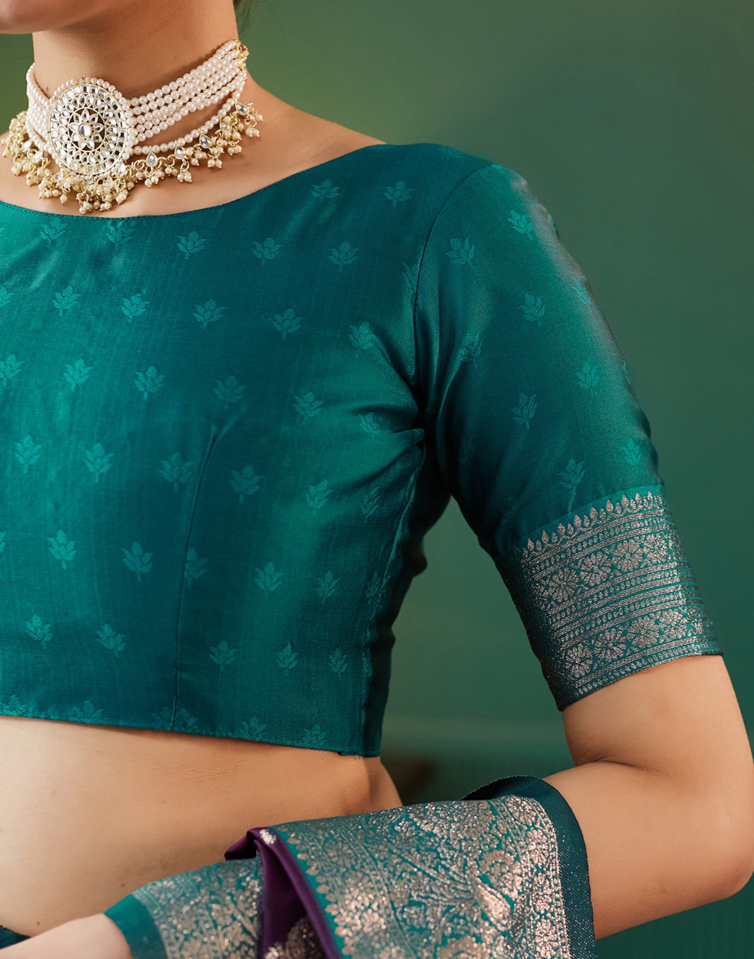 Purple Silk Blend Woven Banarasi Saree