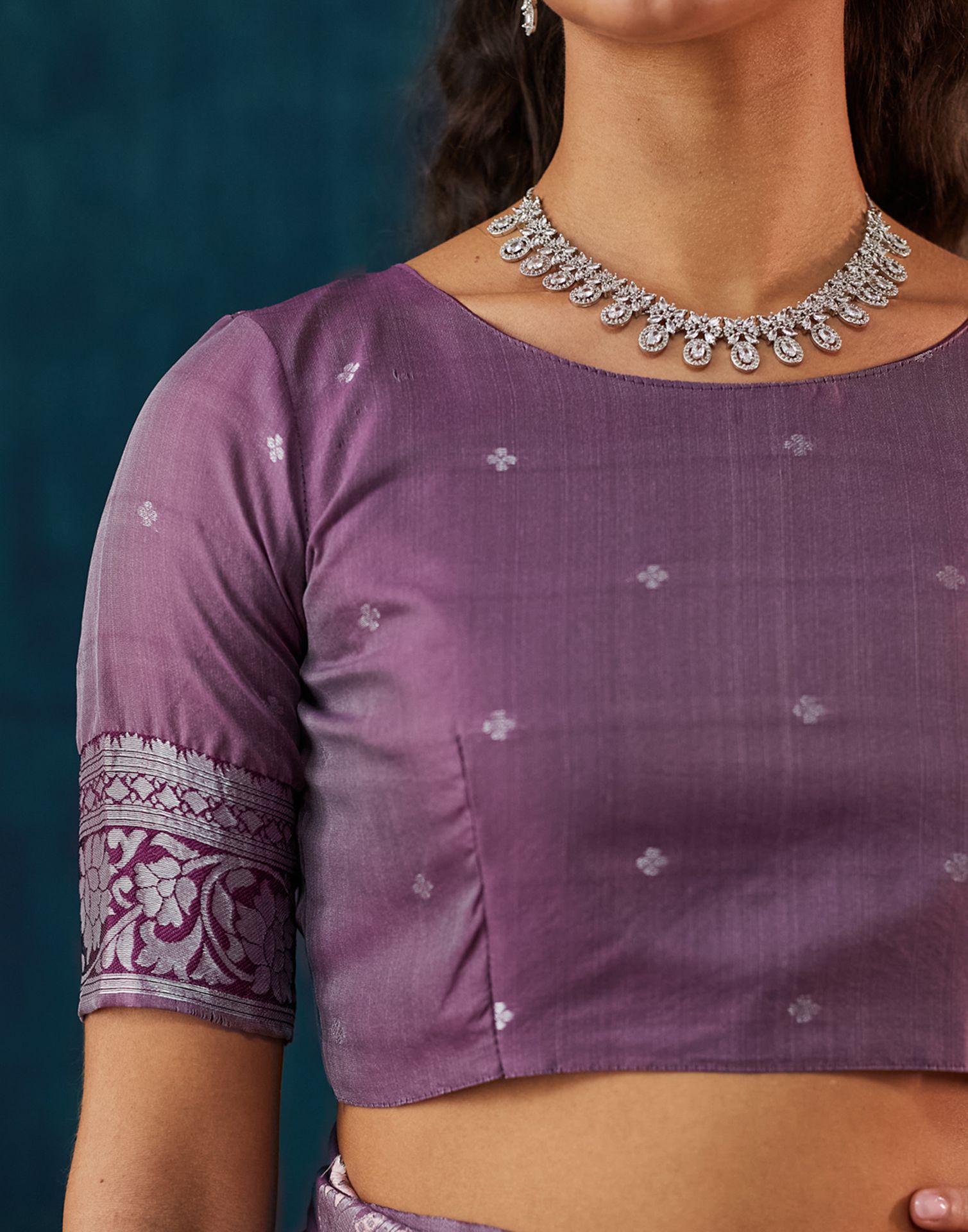 Peach Silk Blend Woven Woven Saree