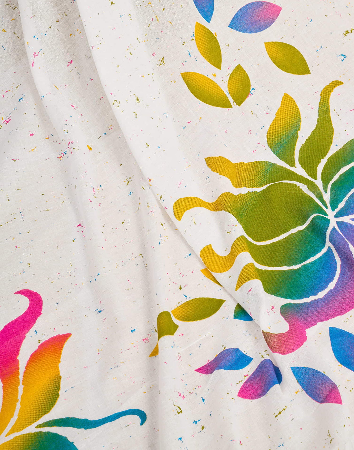 Ready To Wear White Pure Cotton Floral Printed Saree With Pocket