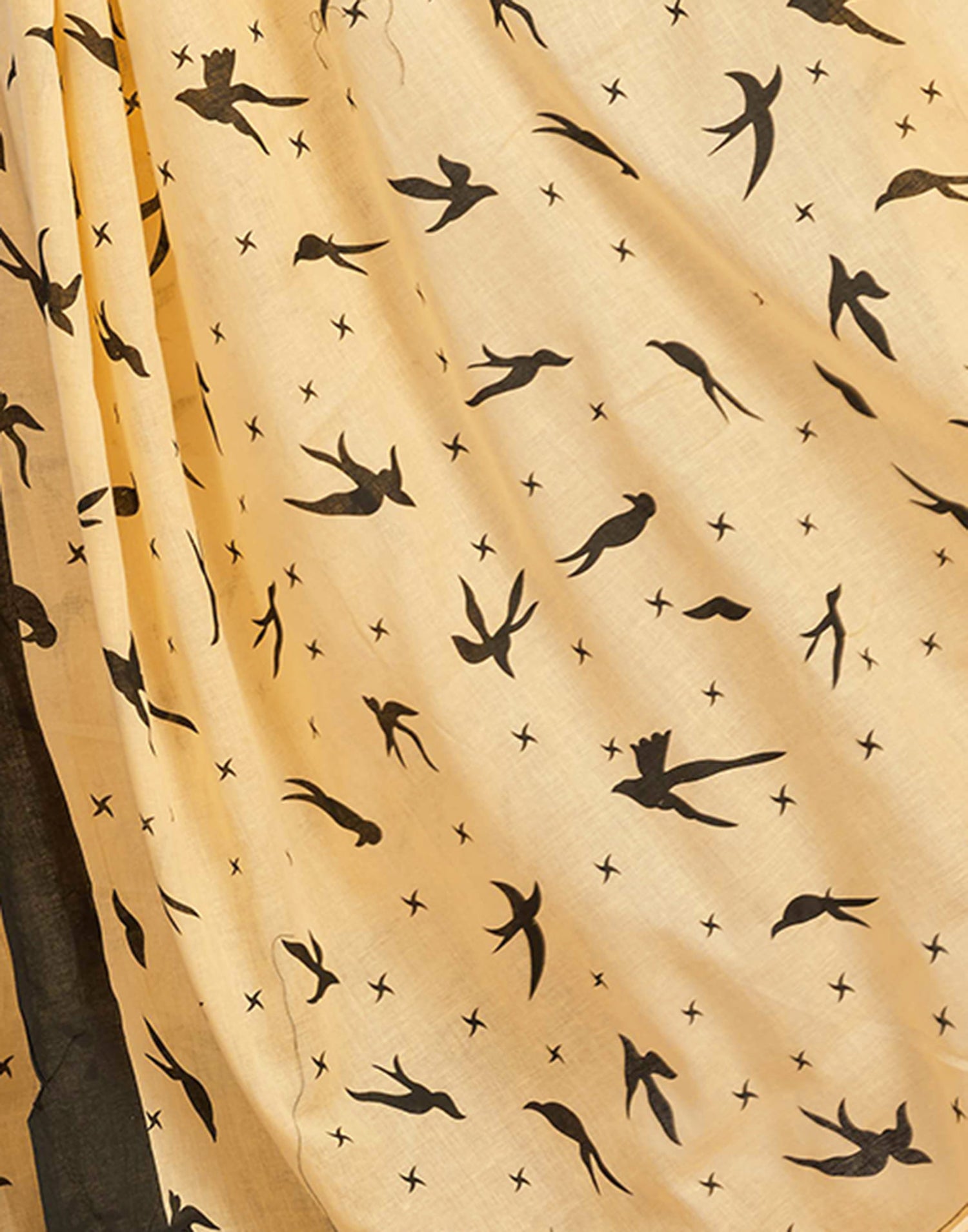 Ready To Wear Cream Pure Cotton Printed Saree With Pocket