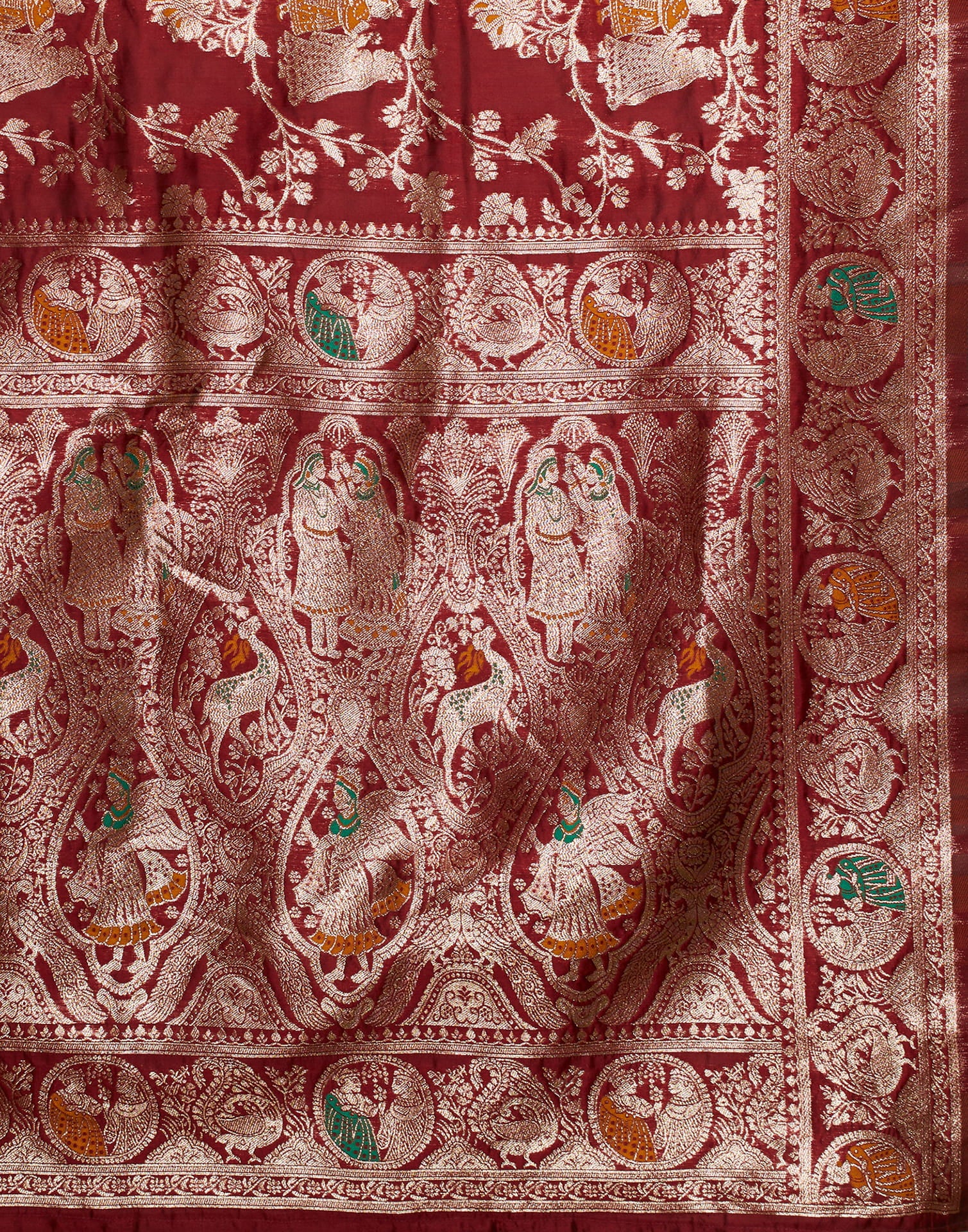 Maroon Silk Blend Woven Banarasi Saree