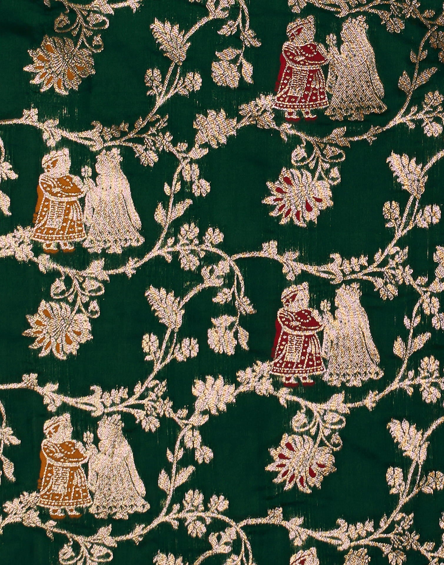 Green Silk Blend Woven Banarasi Saree