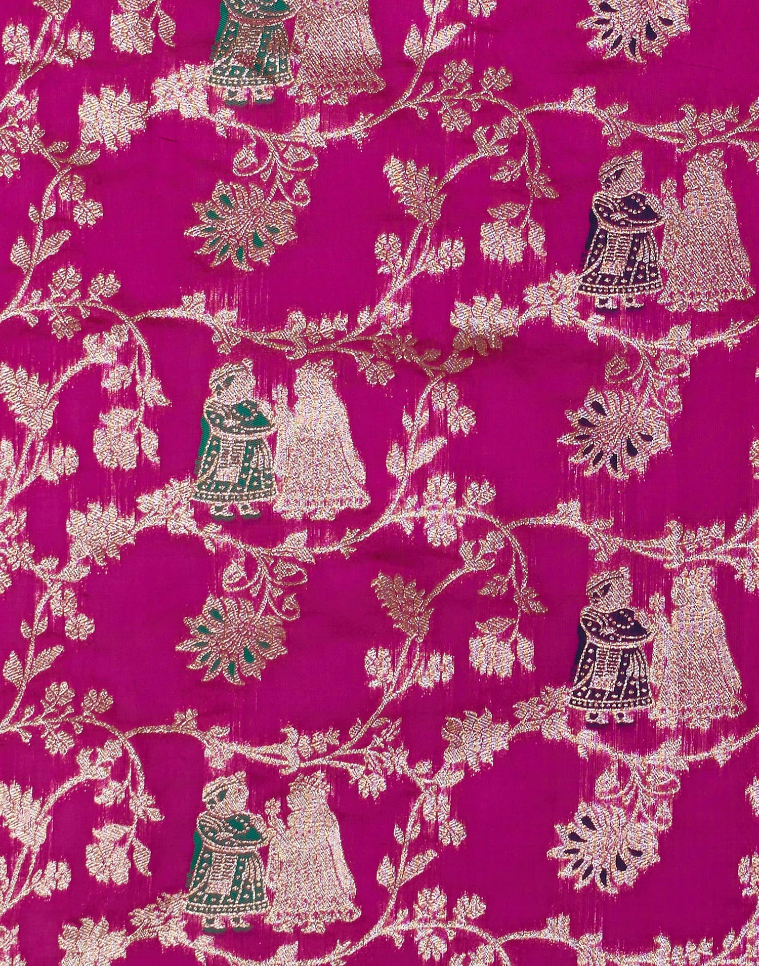 Pink Silk Blend Woven Banarasi  Saree