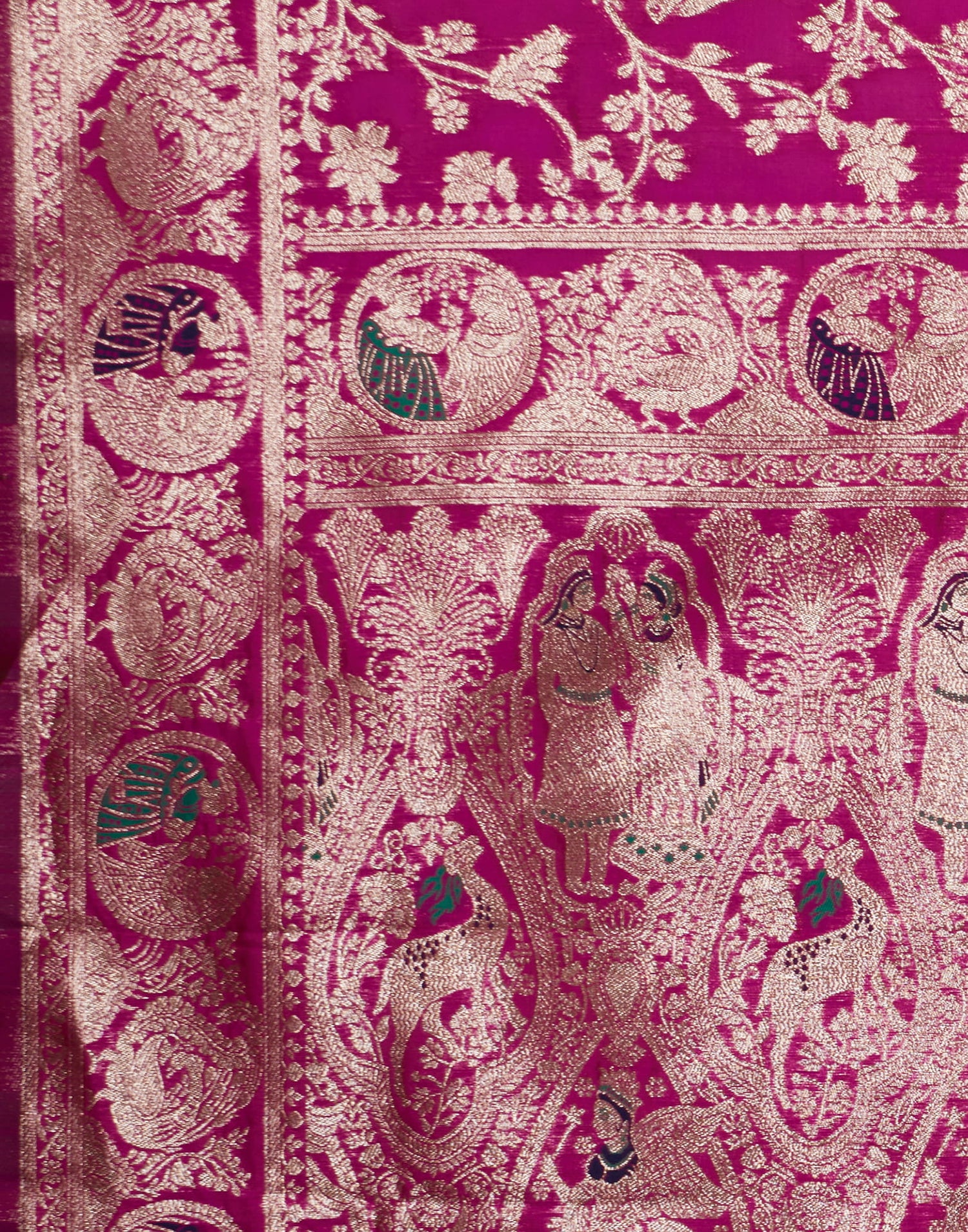 Pink Silk Blend Woven Banarasi  Saree