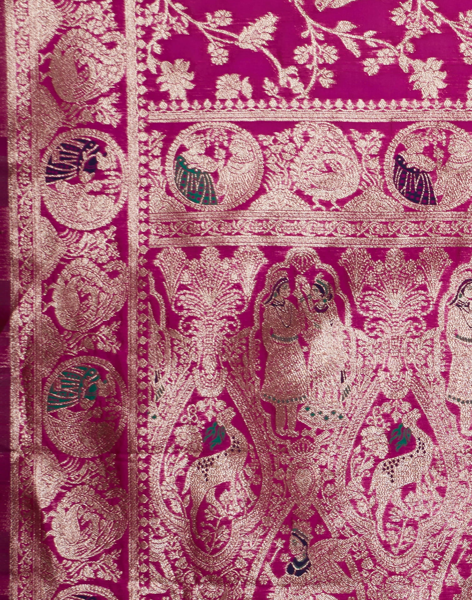 Pink Silk Blend Woven Banarasi Saree