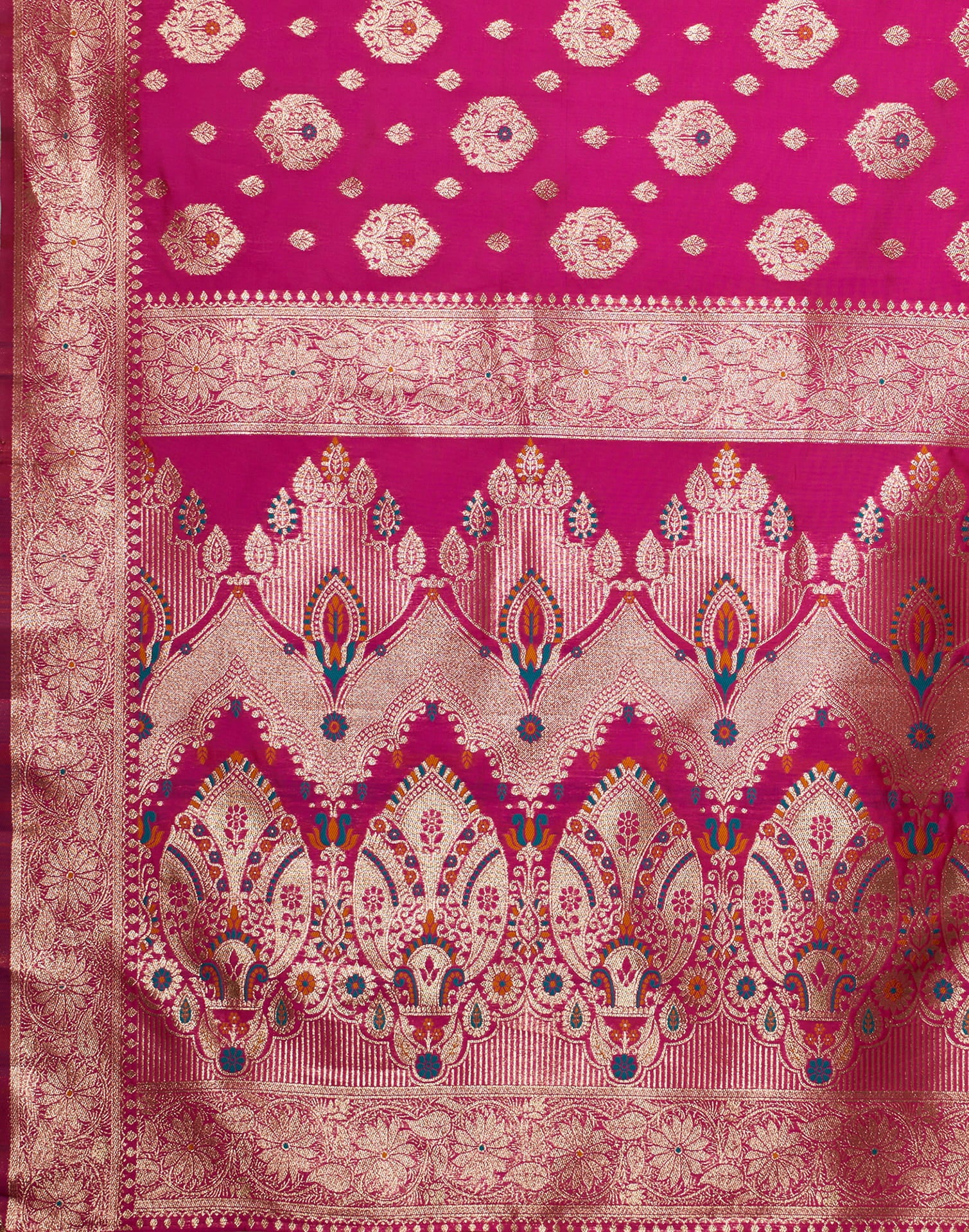 Pink Silk Blend Woven Banarasi Saree